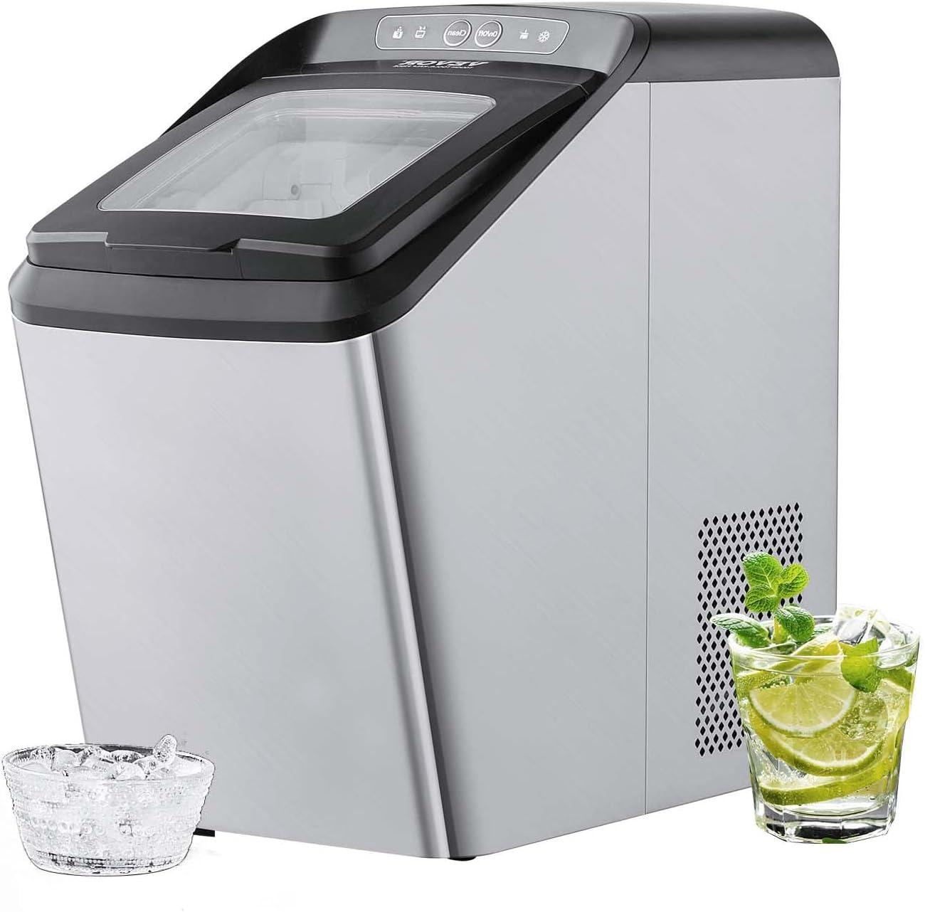 Stainless Steel Portable Nugget Ice Maker with Self-Cleaning Function