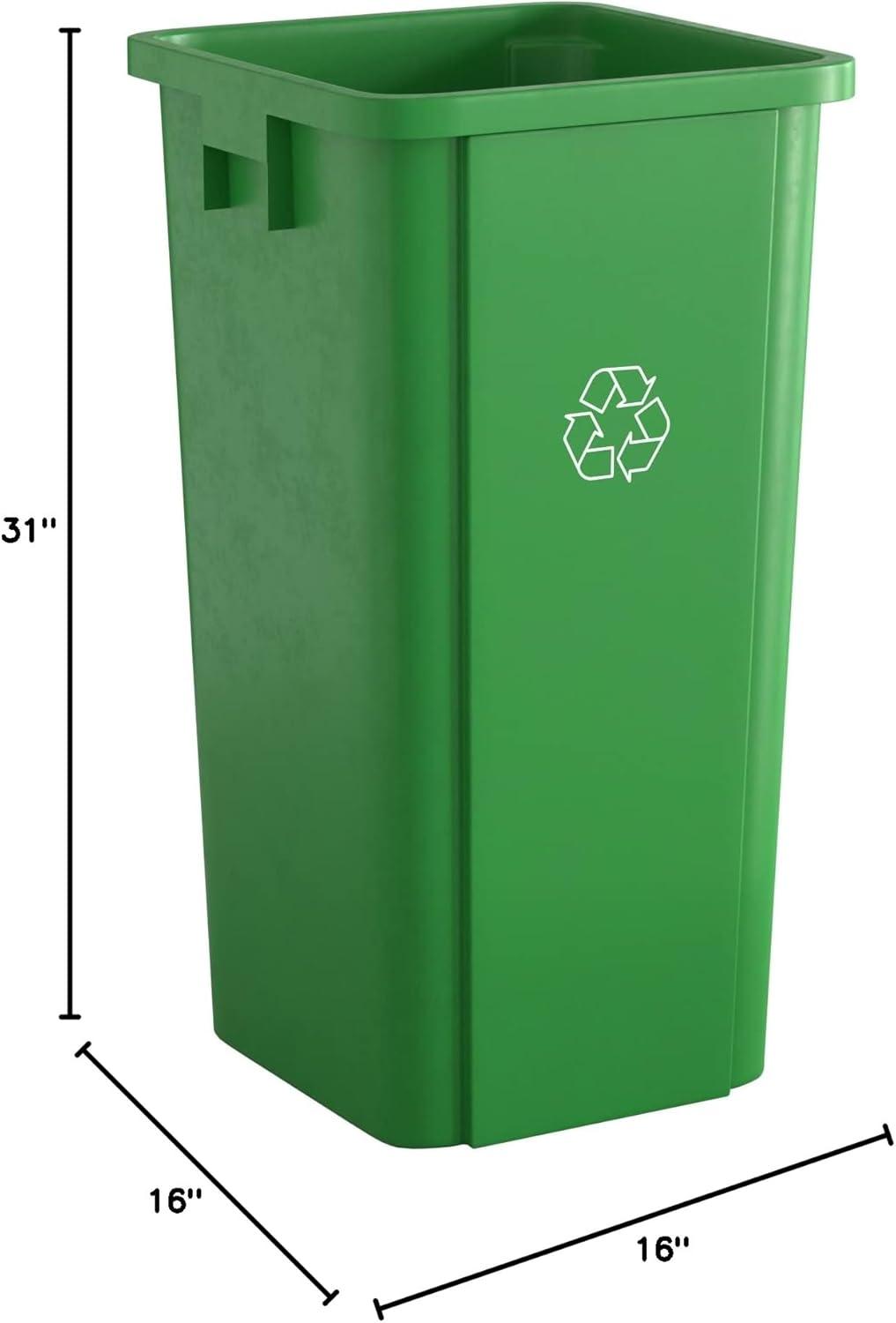 Tough Guy Trash Can,Rectangular,23 gal.,Green 10F626