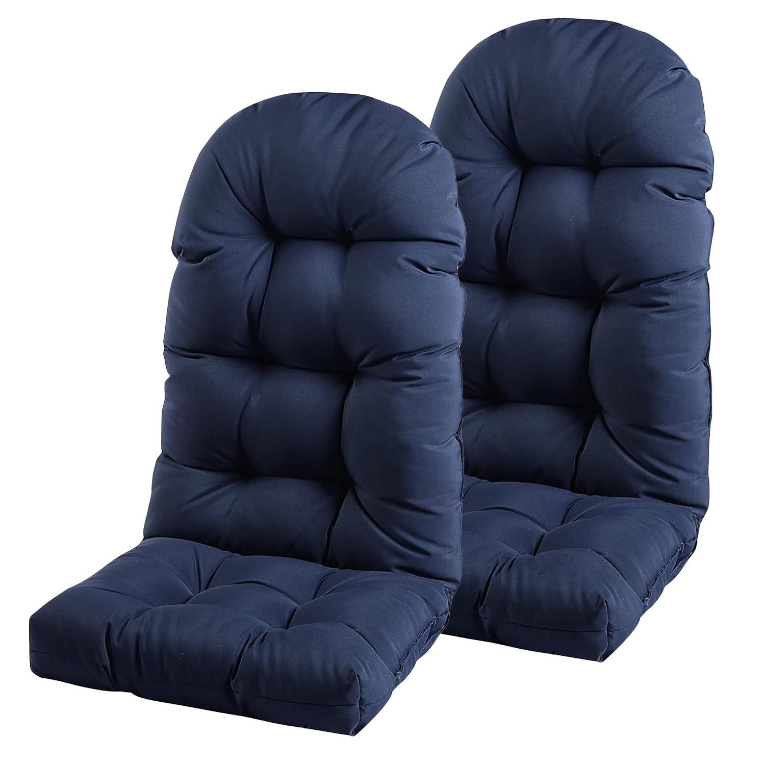 Crestlive Products Adirondack Style Patio Outdoor Chair Cushion for Adirondack Chair or Lounge Rocking Chair - See picture 2-Piece Set, Navy Blue