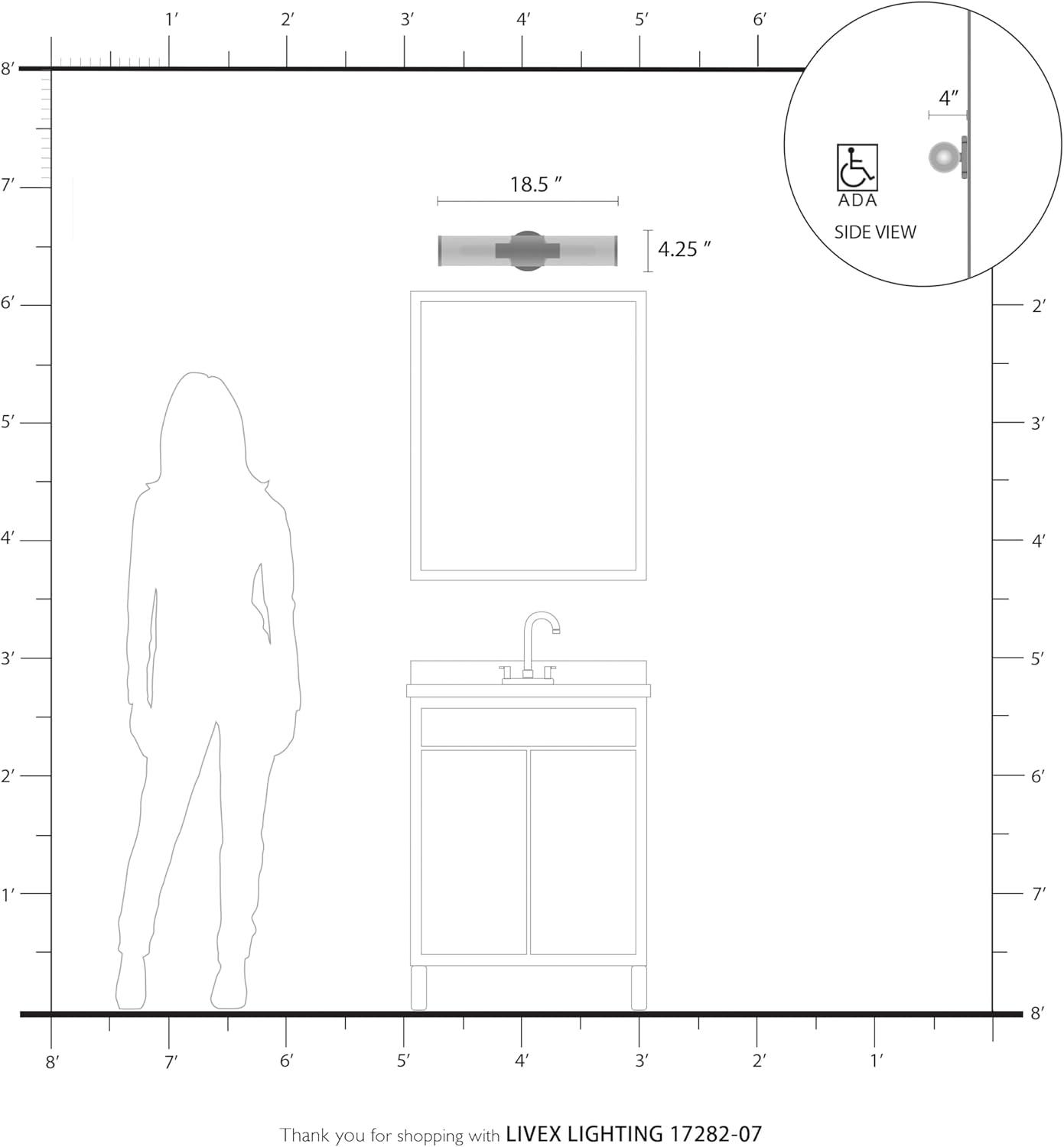 Livex Lighting - Bancroft - 2 Light ADA Bath Vanity In Contemporary Style-18.5