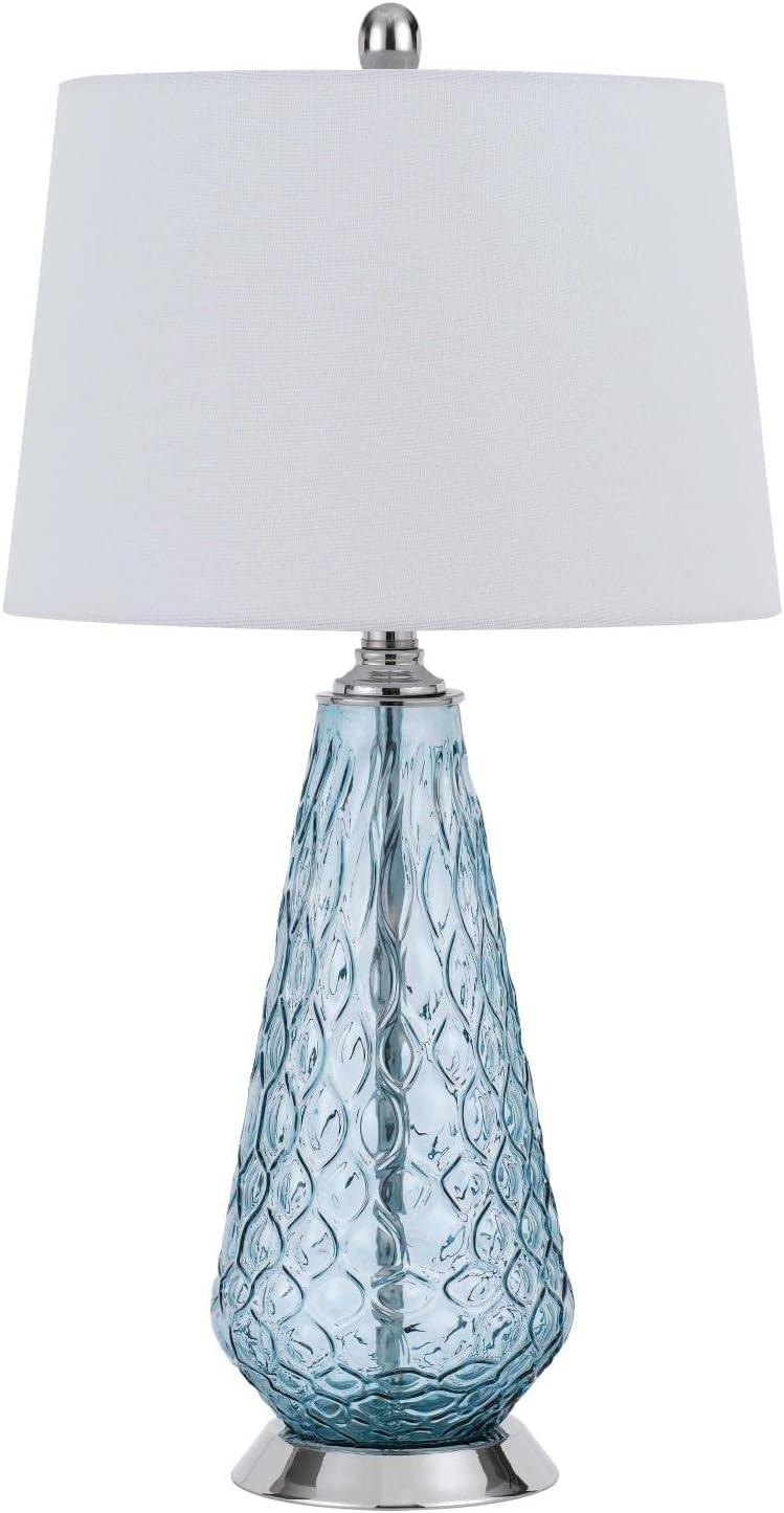 150W 3 Way Mayfield Glass Table Lamp With Hardback Taper Drum Fabric Shade