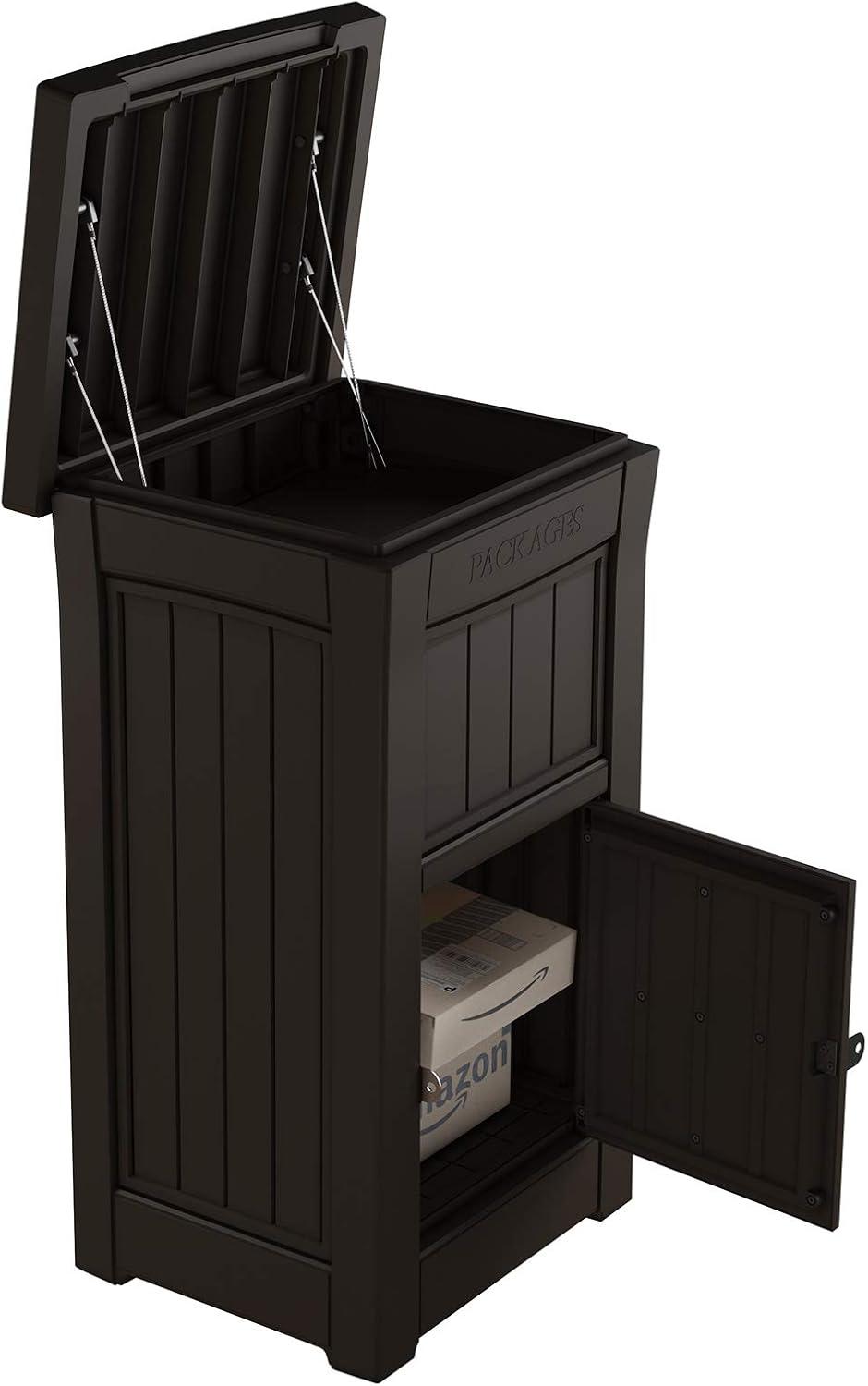 Keter Brown Package Delivery Box for Porch with Lockable Secure Storage Compartment