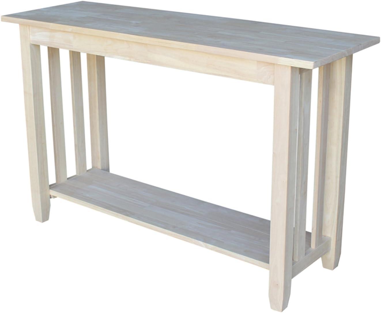 Mission Unfinished Wood Rectangular Console Table with Storage