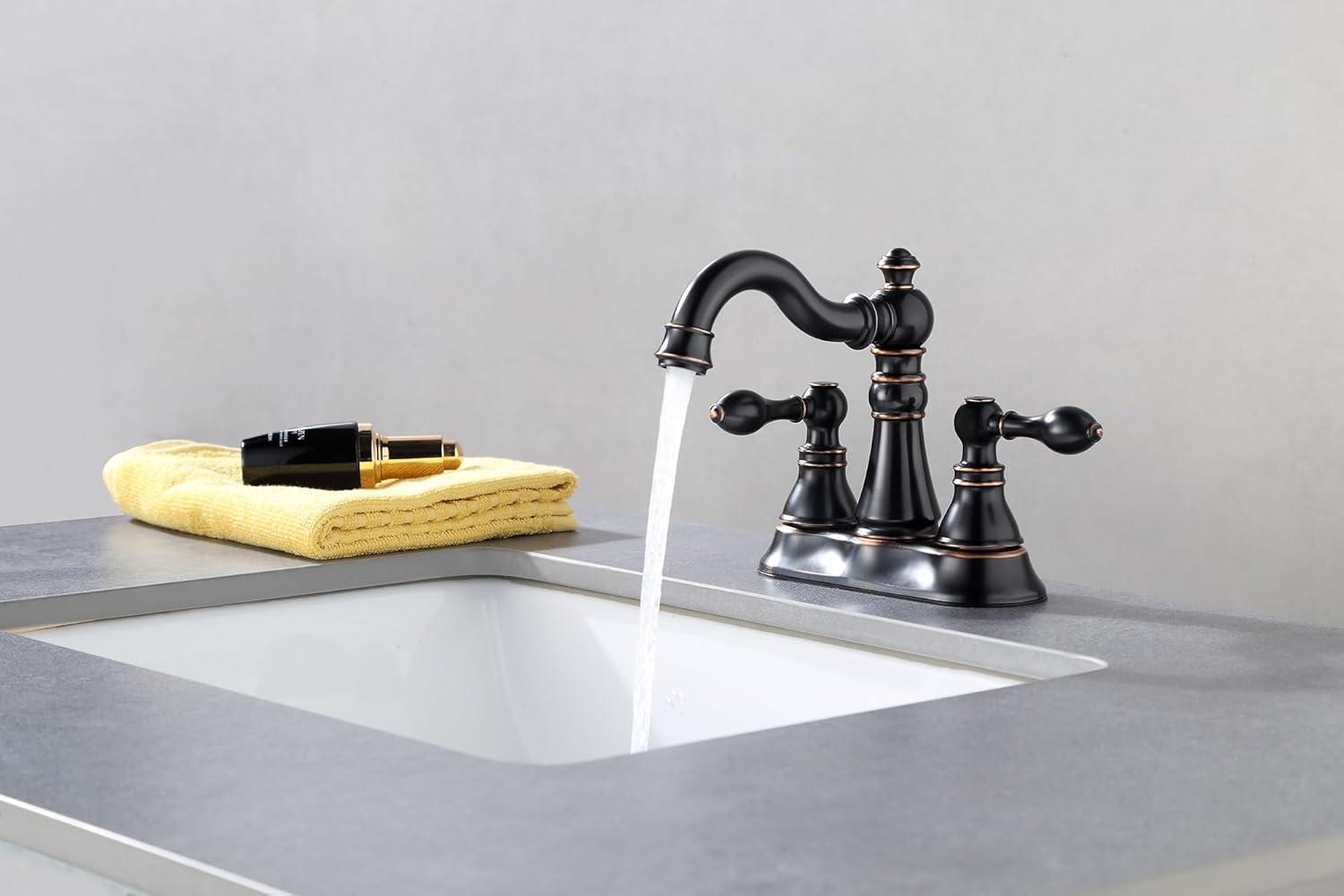 Two Handle Centerset Lavatory Faucet with Drain Assembly