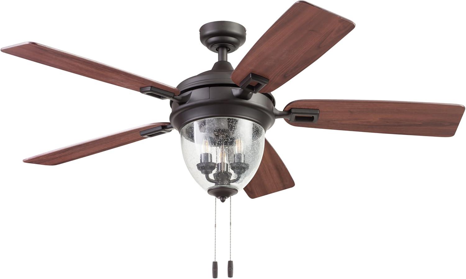 52" Glencrest 5 - Blade Standard Ceiling Fan with Pull Chain and Light Kit Included