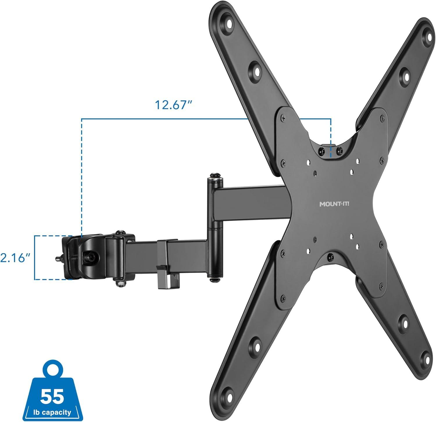 Mount-It! Black Steel Full Motion TV Pole Mount for 32-55 Inch Screens