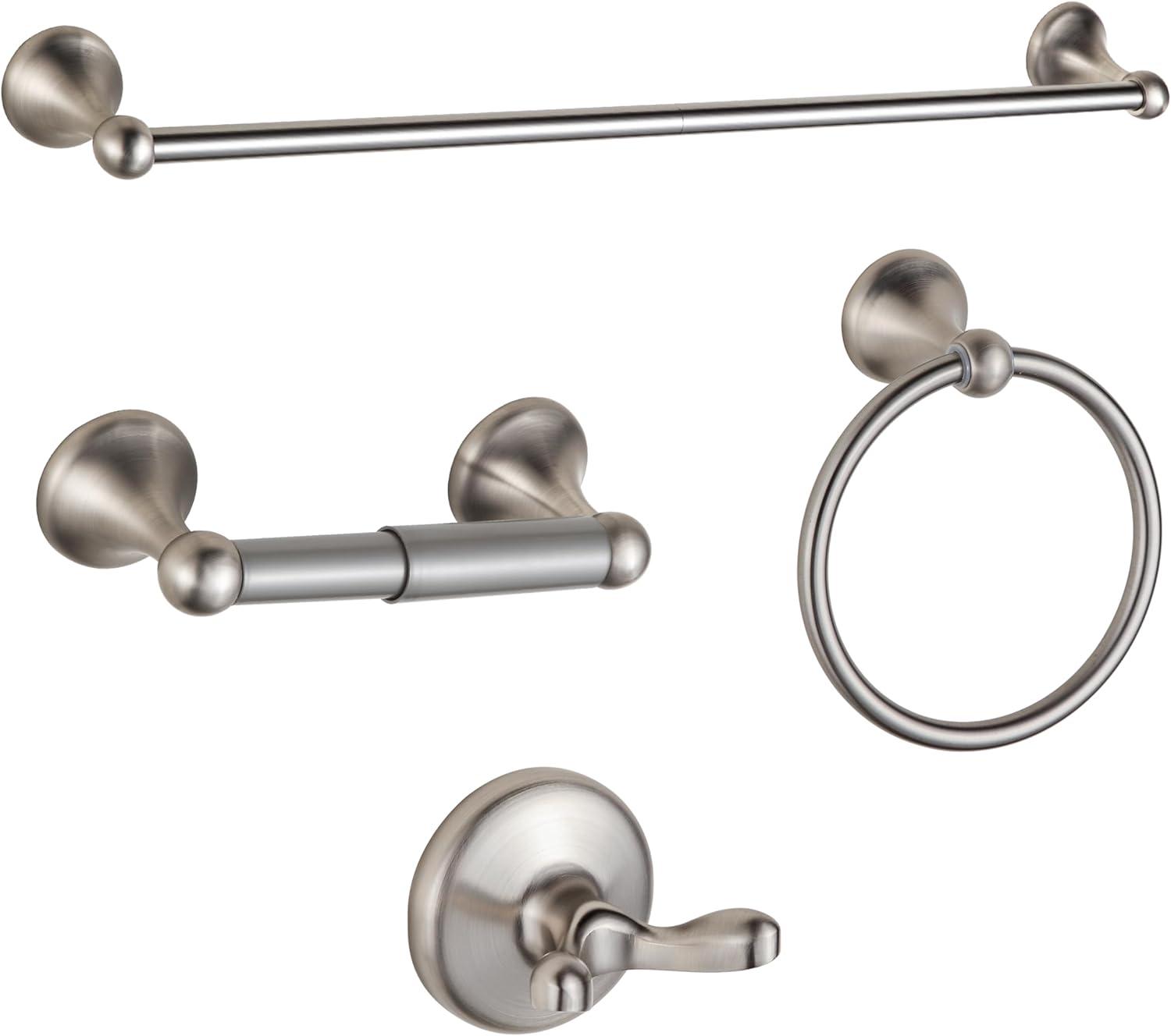 BGL Bathroom Hardware Set, Brushed Nickel Adjustable Expandable Towel Bar 4-Piece Bathroom Accessory Set Wall Mounted