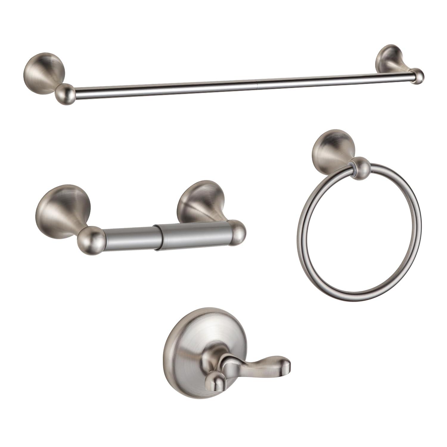 BGL Bathroom Hardware Set, Brushed Nickel Adjustable Expandable Towel Bar 4-Piece Bathroom Accessory Set Wall Mounted