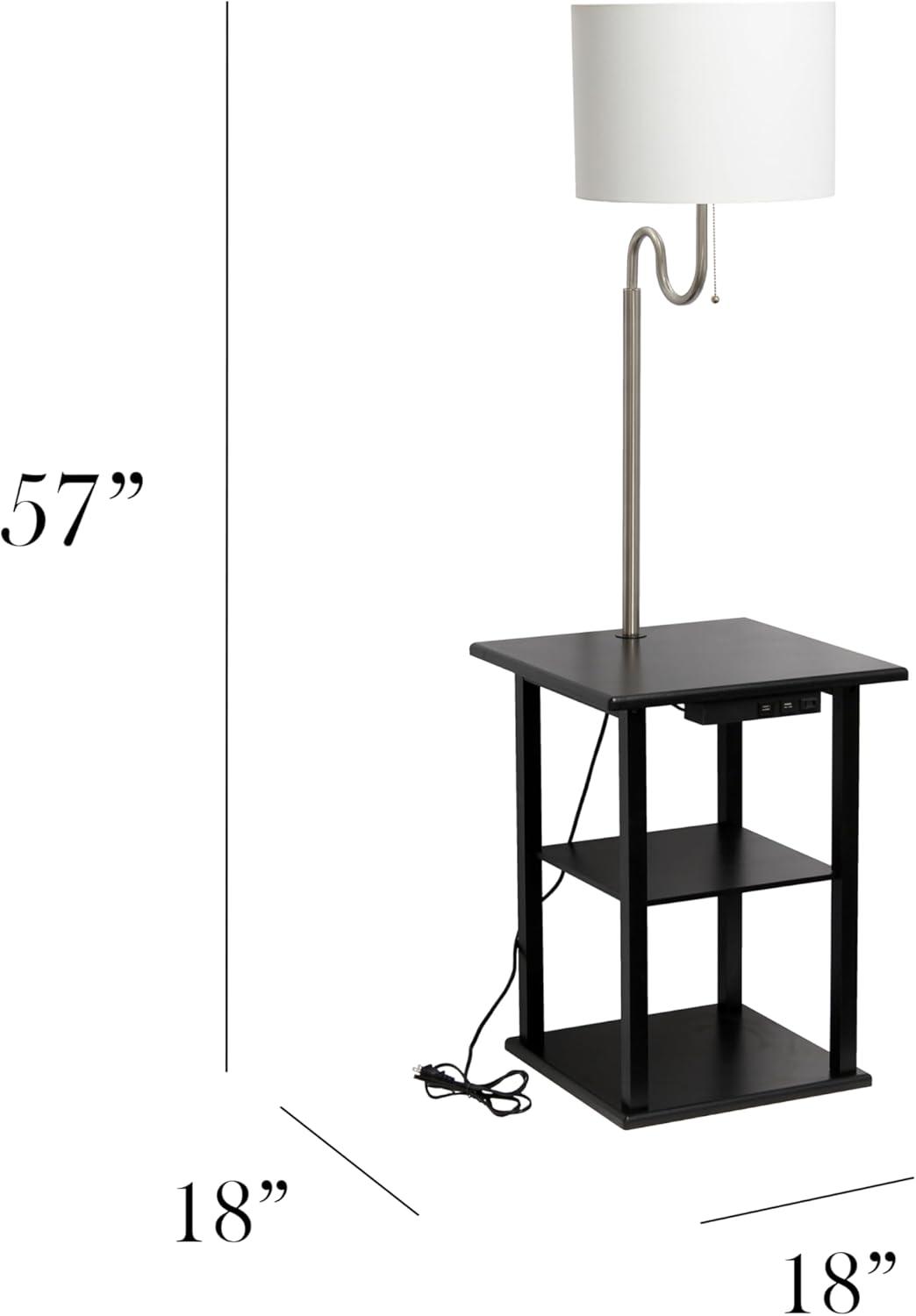 57" Modern 2-Tier End Table Floor Lamp Combination with 2 USB Charging Ports and Power Outlet - Simple Designs