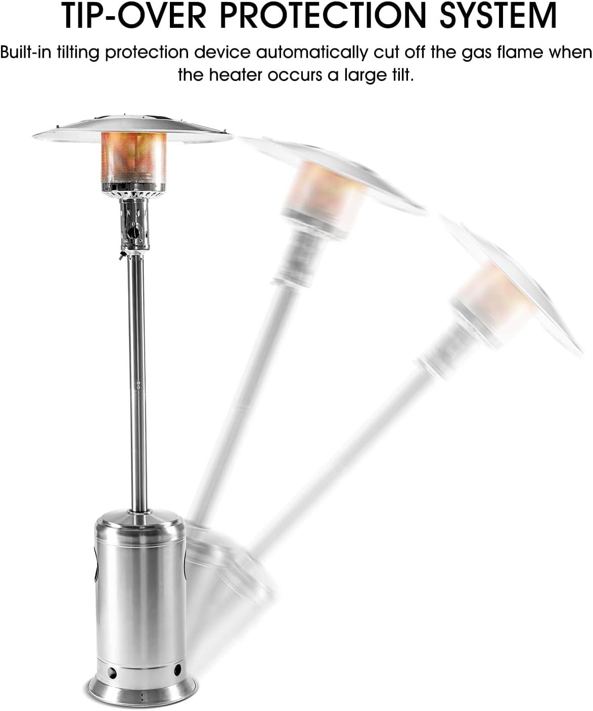 Stainless Steel 88-Inch Propane Patio Heater with Wheels