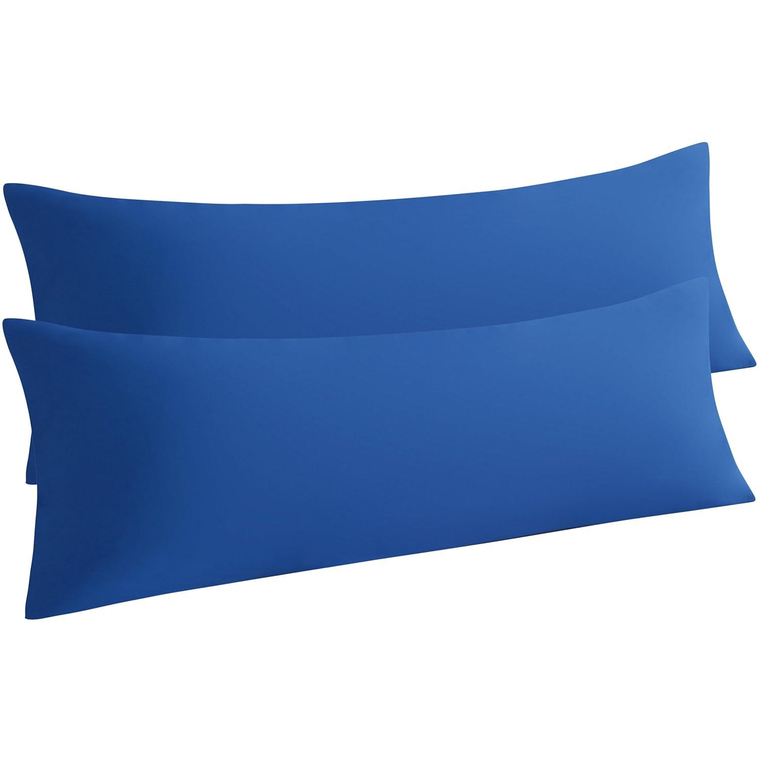 2 Pack Brushed Microfiber Body Pillowcases, Super Soft Body Pillow Cover with Envelope Closure, 20x54 Inches, Royal Blue - NTBAY