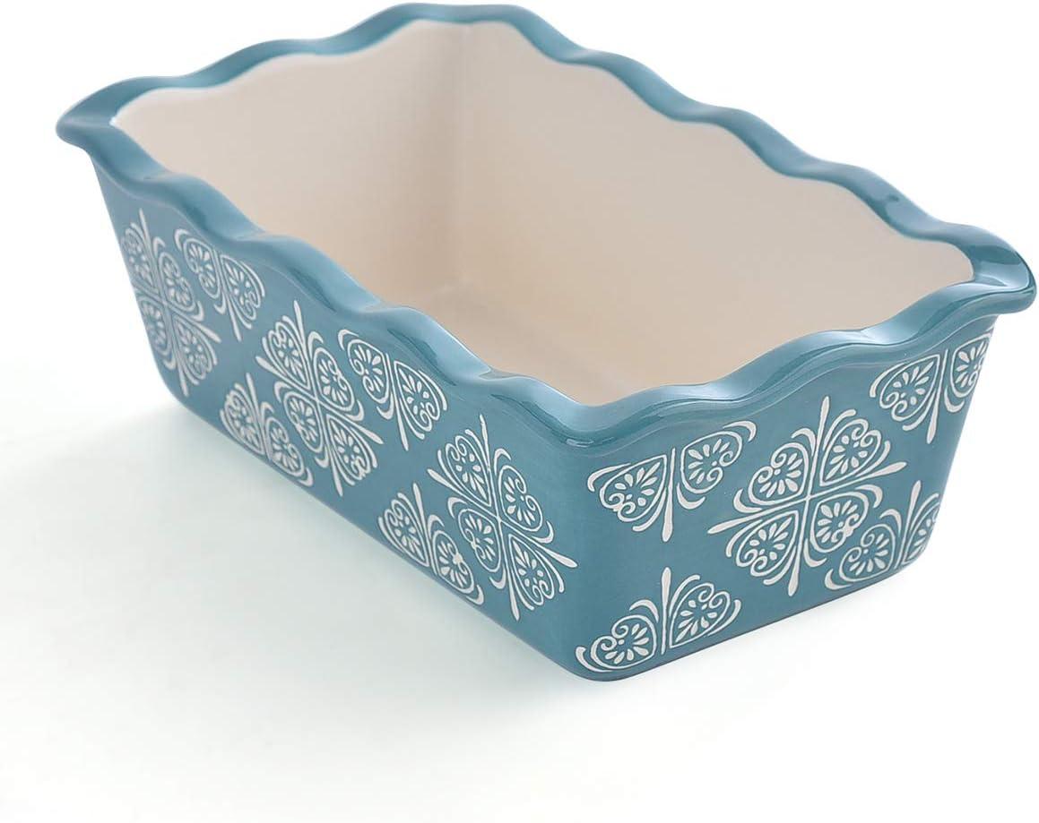 Blue Hand-Painted Ceramic Loaf Pan Set