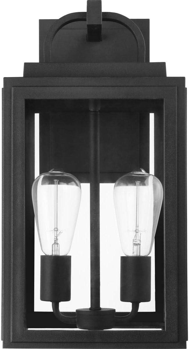 Progress Lighting Grandbury 2-Light Outdoor Hanging Lantern in Black, Clear Glass Panels, DURASHIELD Material