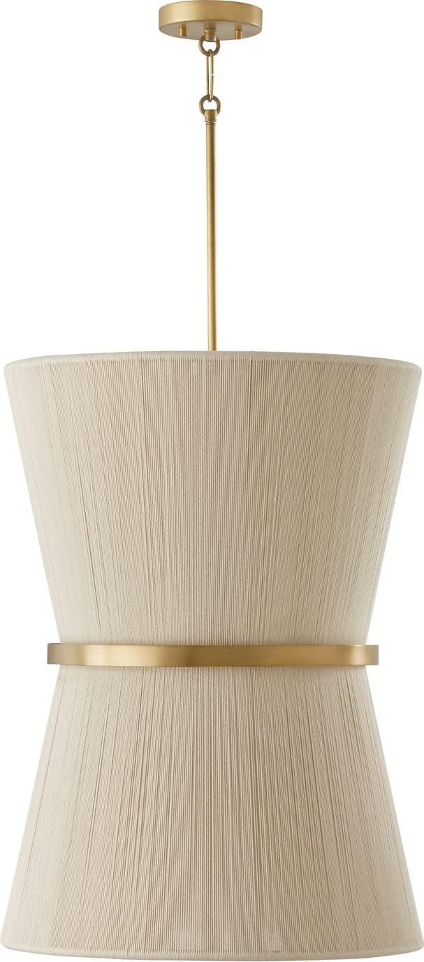 6 Light Foyer-Bleached Natural Rope/Patinaed Brass Finish Capital Lighting 541261Np