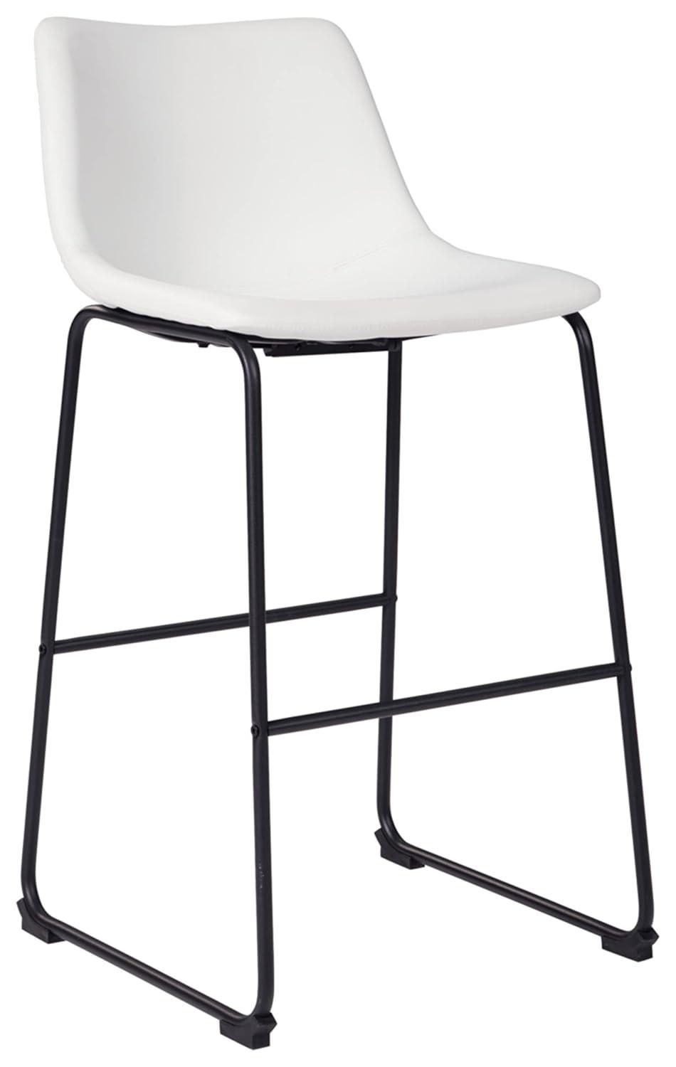 Centiar Pub Height Barstool White: Vintage Faux Leather, Metal Base - Signature Design by Ashley