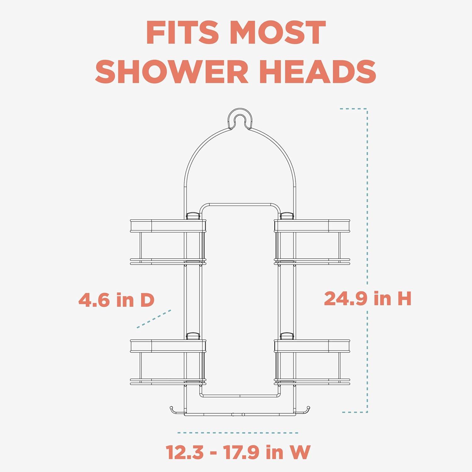 zenna home 7546nsp, expandable over-the-showerhead caddy, chrome