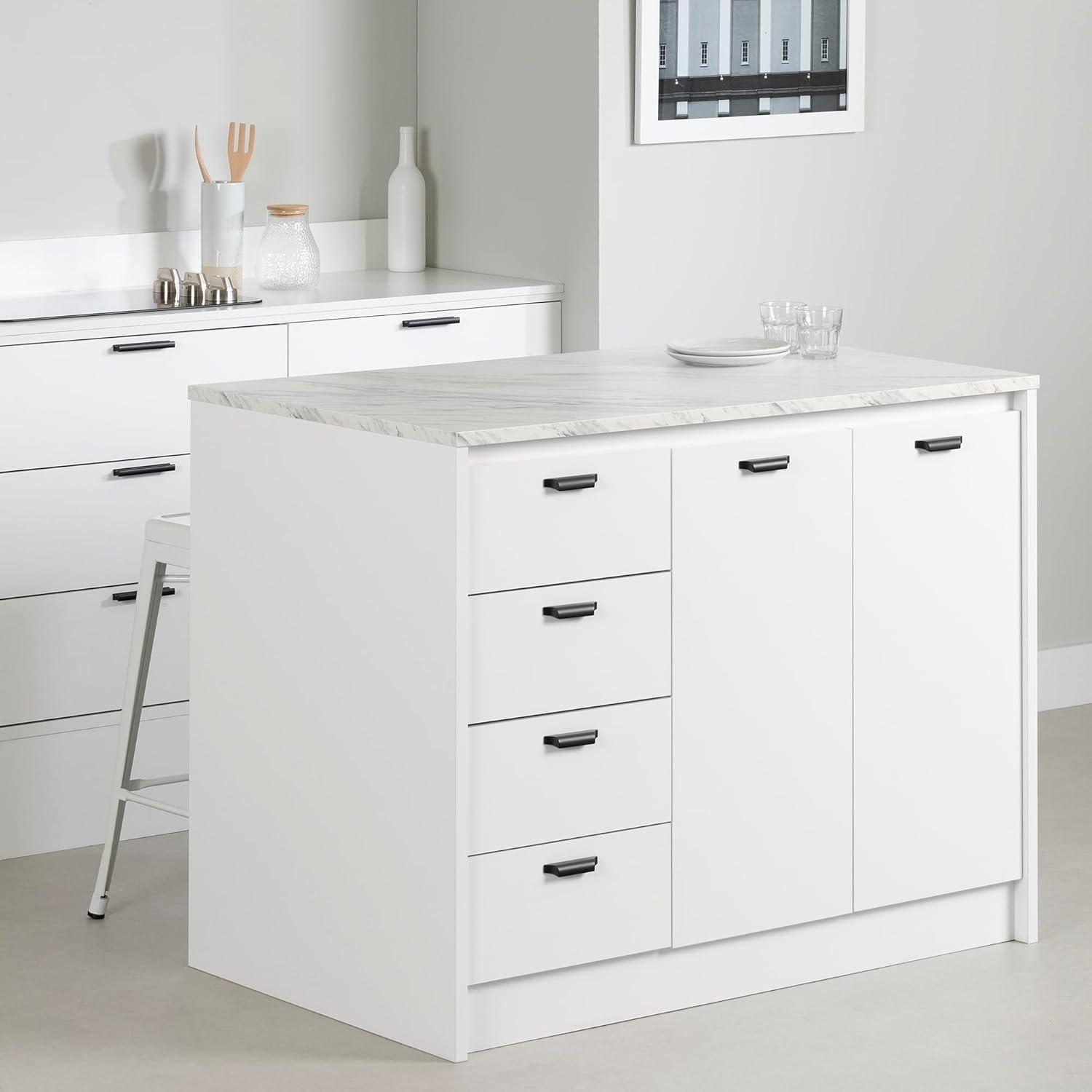 South Shore Amaro Kitchen Island: Storage, 4 Drawers, 2 Doors, Laminate Surface