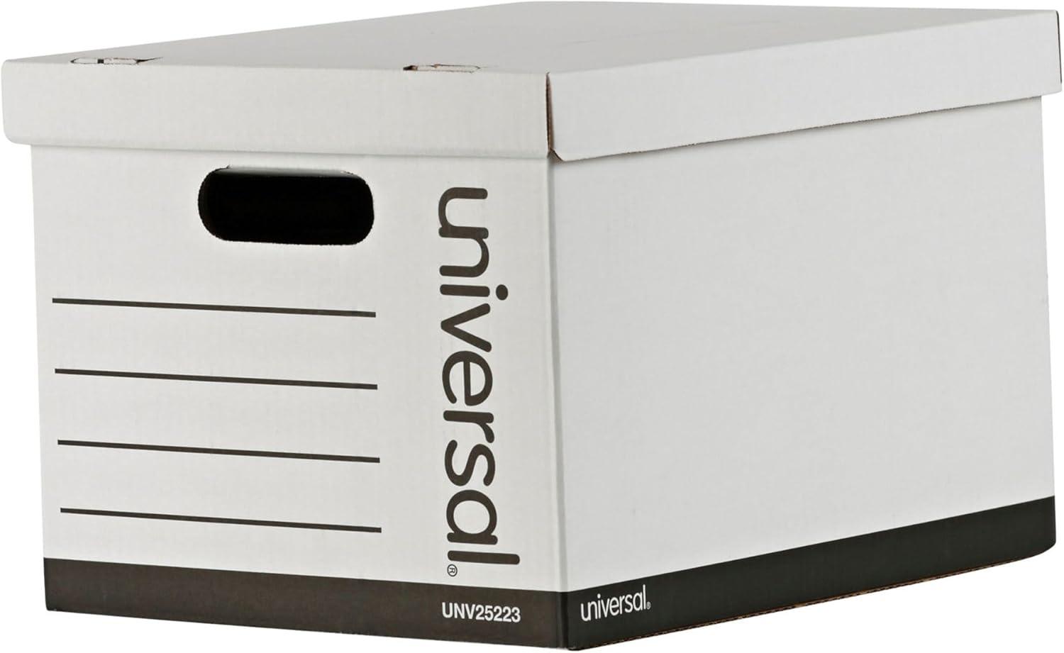 Universal 9523001 12 in. x 15 in. x 10 in. Letter/Legal Files Basic-Duty Economy Record Storage Boxes - White (10/Carton)