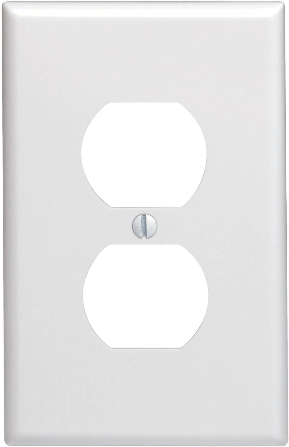 Leviton 88003-000 White 1 Gang Thermoset Plastic Duplex Outlet Wall Plate