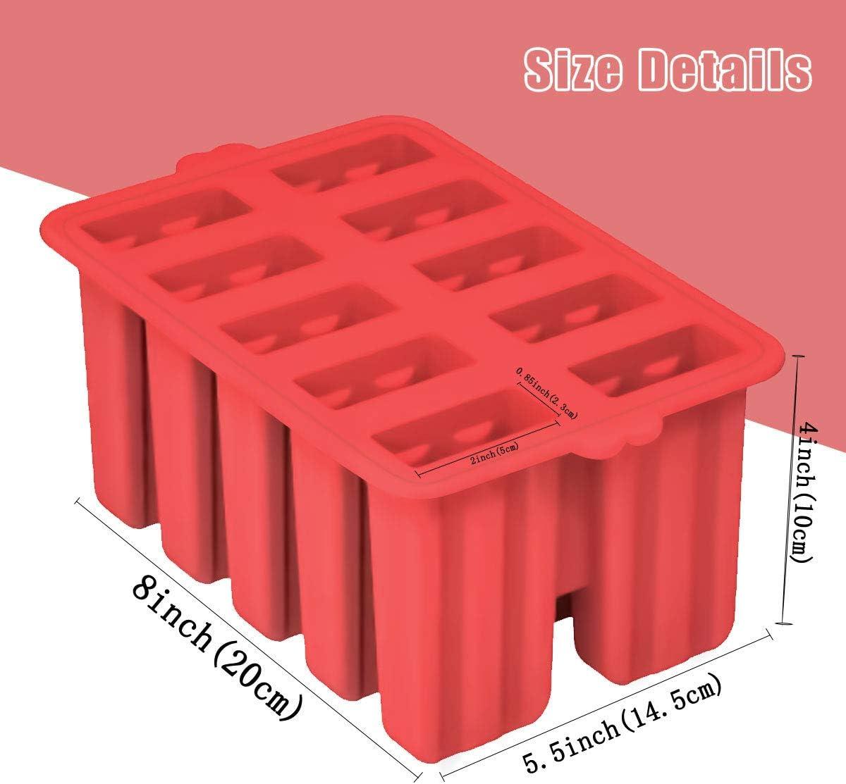 Red Silicone 10-Cavity BPA-Free Popsicle Mold Set