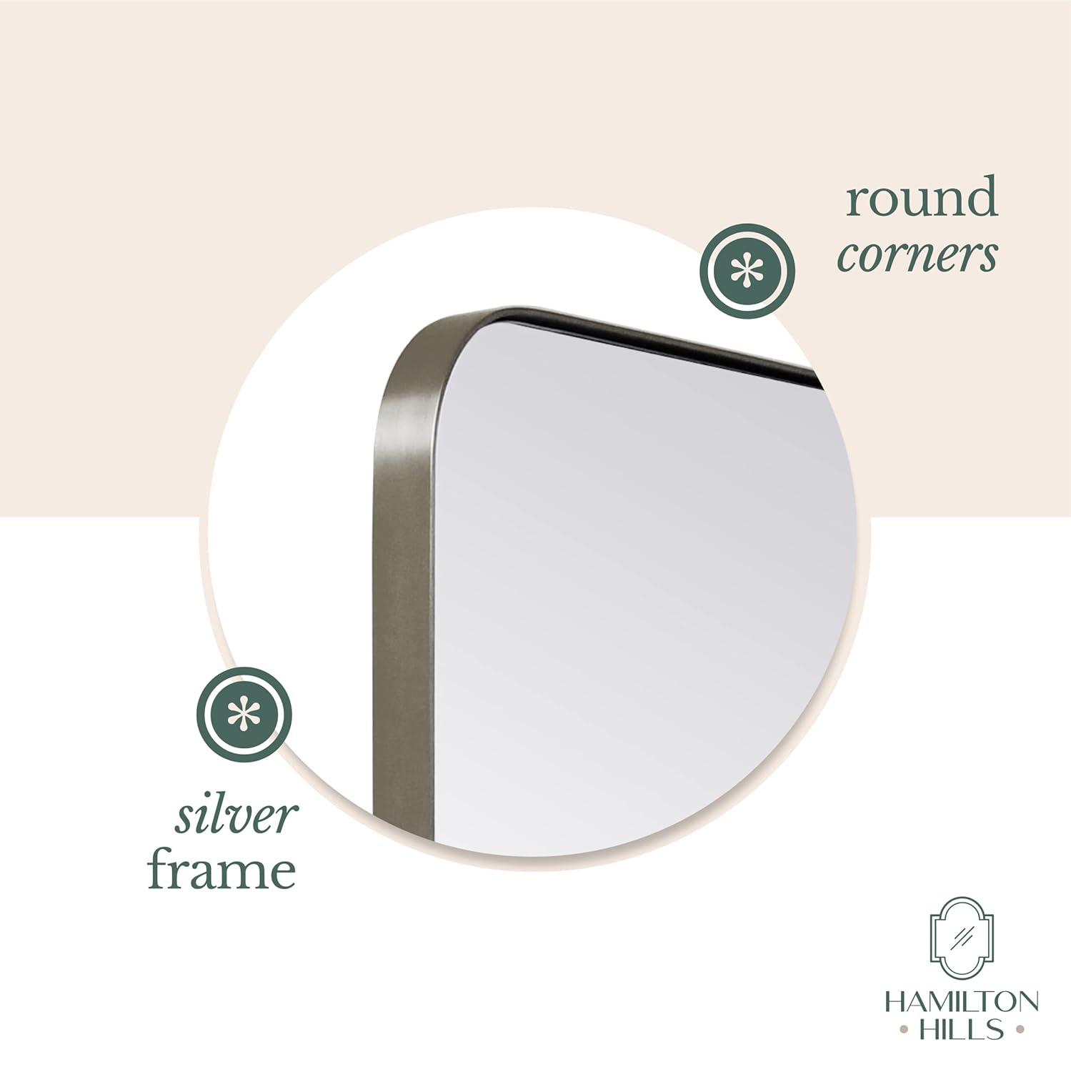 Hamilton Hills Black Metal Surrounded Round Pivot Mirror Silver Backed