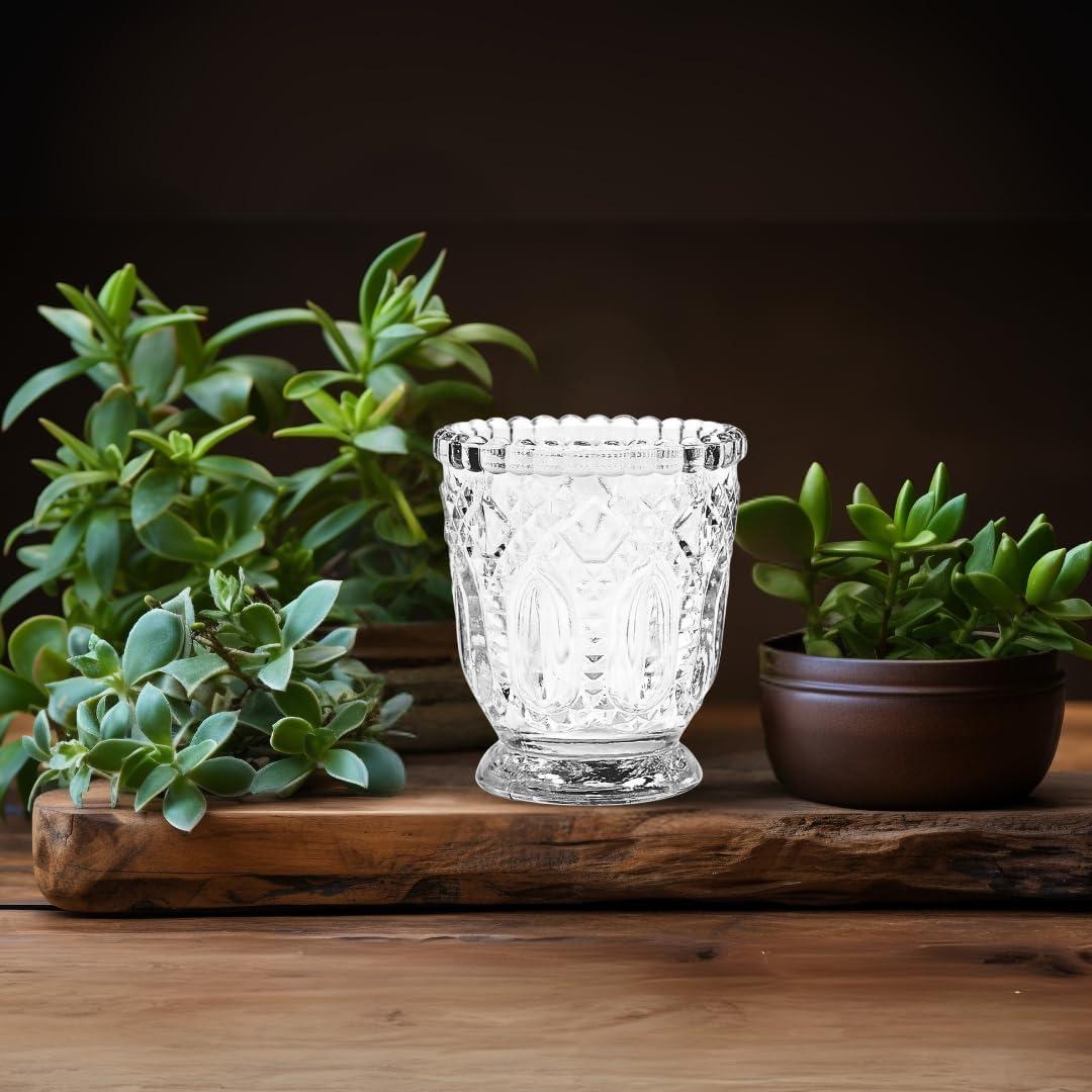 DIY Wedding Koyal Wholesale Vintage Glass Candle Holder (Pack of 6), 3 x 2.75