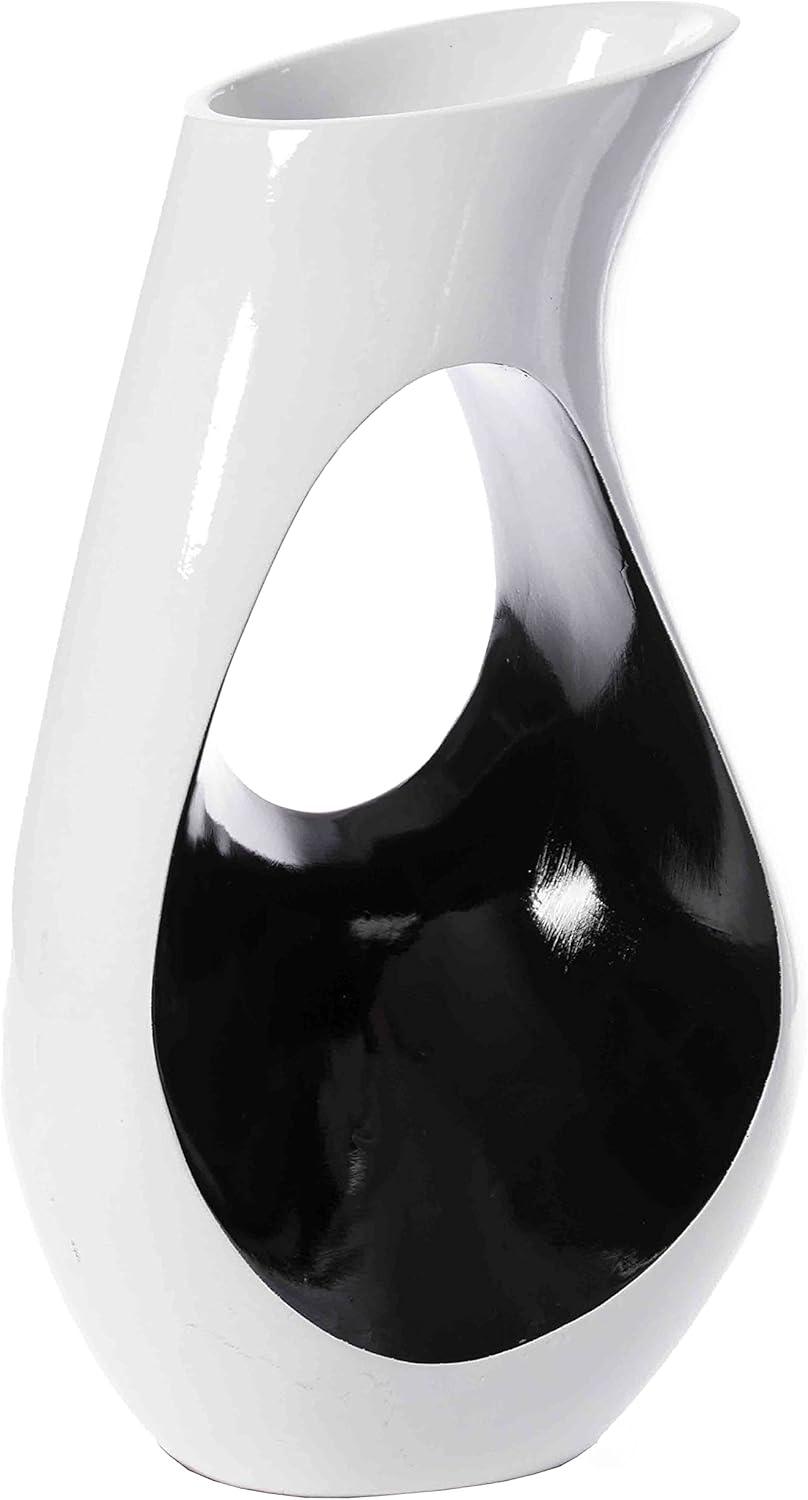 Uniquewise Tall Modern floor vase, White Unique Trumpet Floor Vase, Interior Decoration 24" Tall