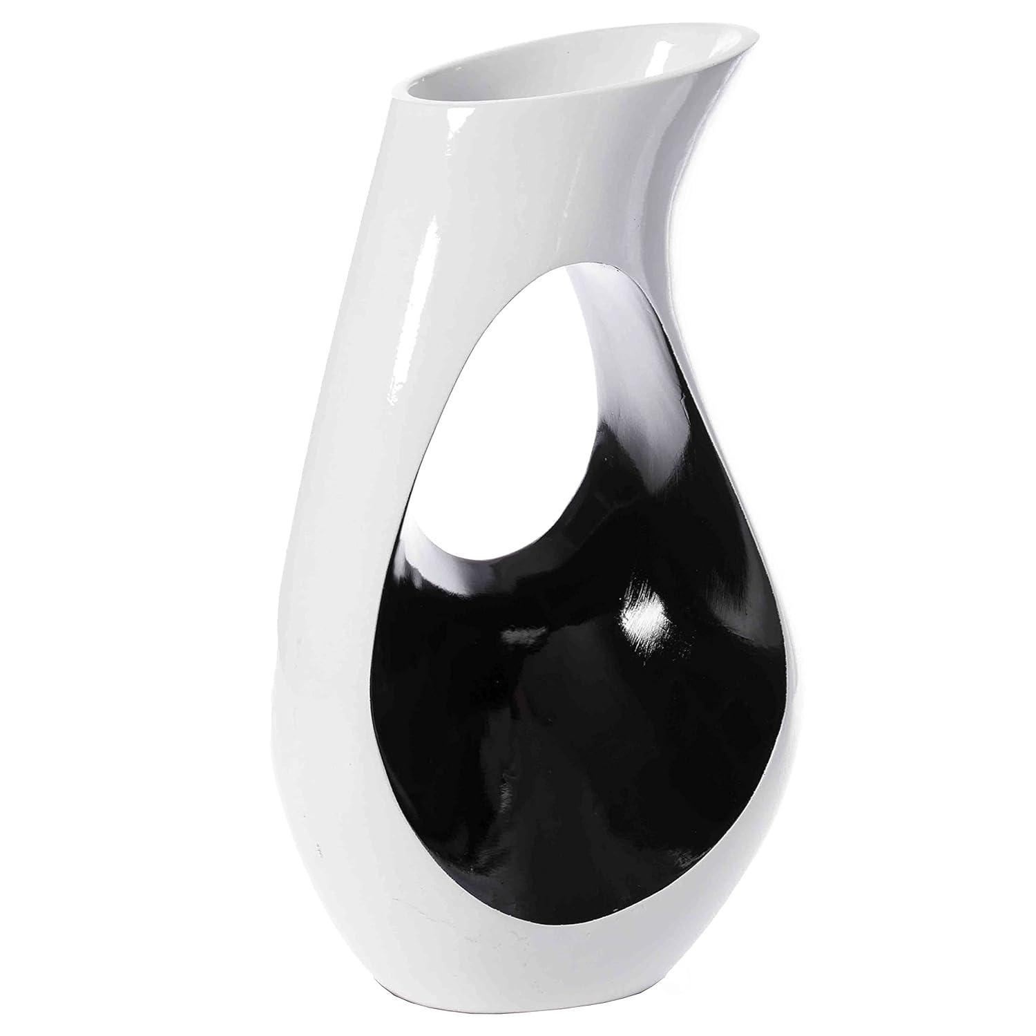 Uniquewise Tall Modern floor vase, White Unique Trumpet Floor Vase, Interior Decoration 24" Tall