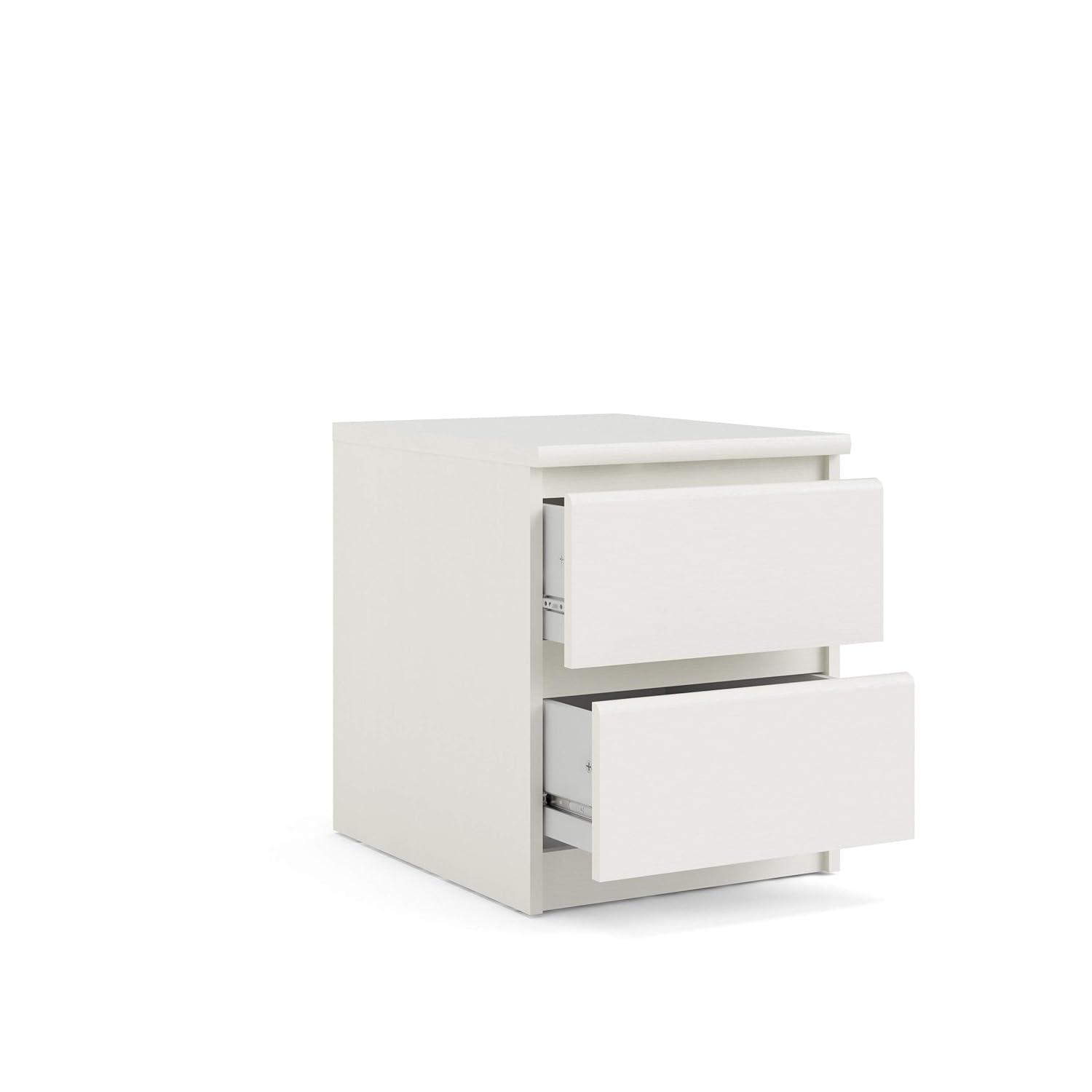 White Woodgrain 2-Drawer Nightstand with Metal Slides