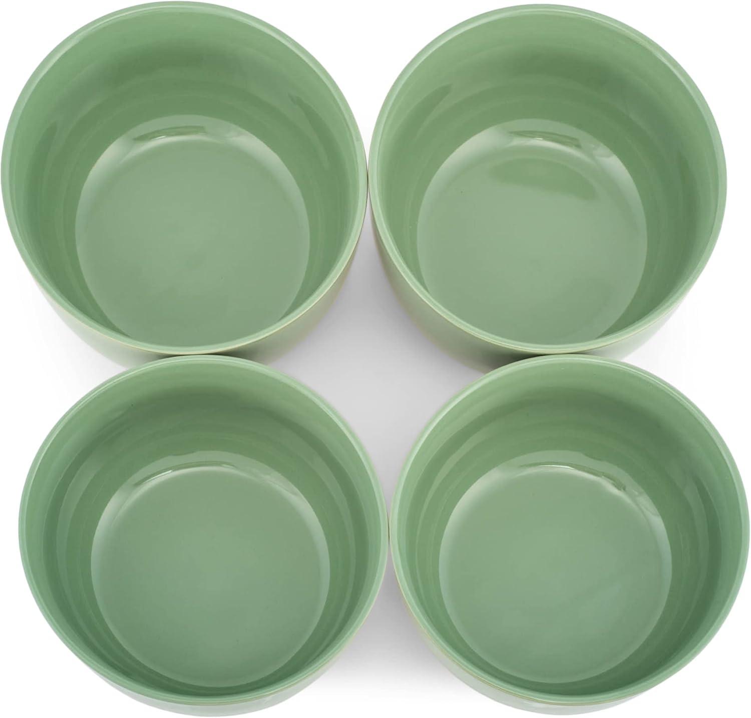 Elanze Designs Bistro Glossy Ceramic 4 inch Dessert Bowls Set of 4, Sage Green