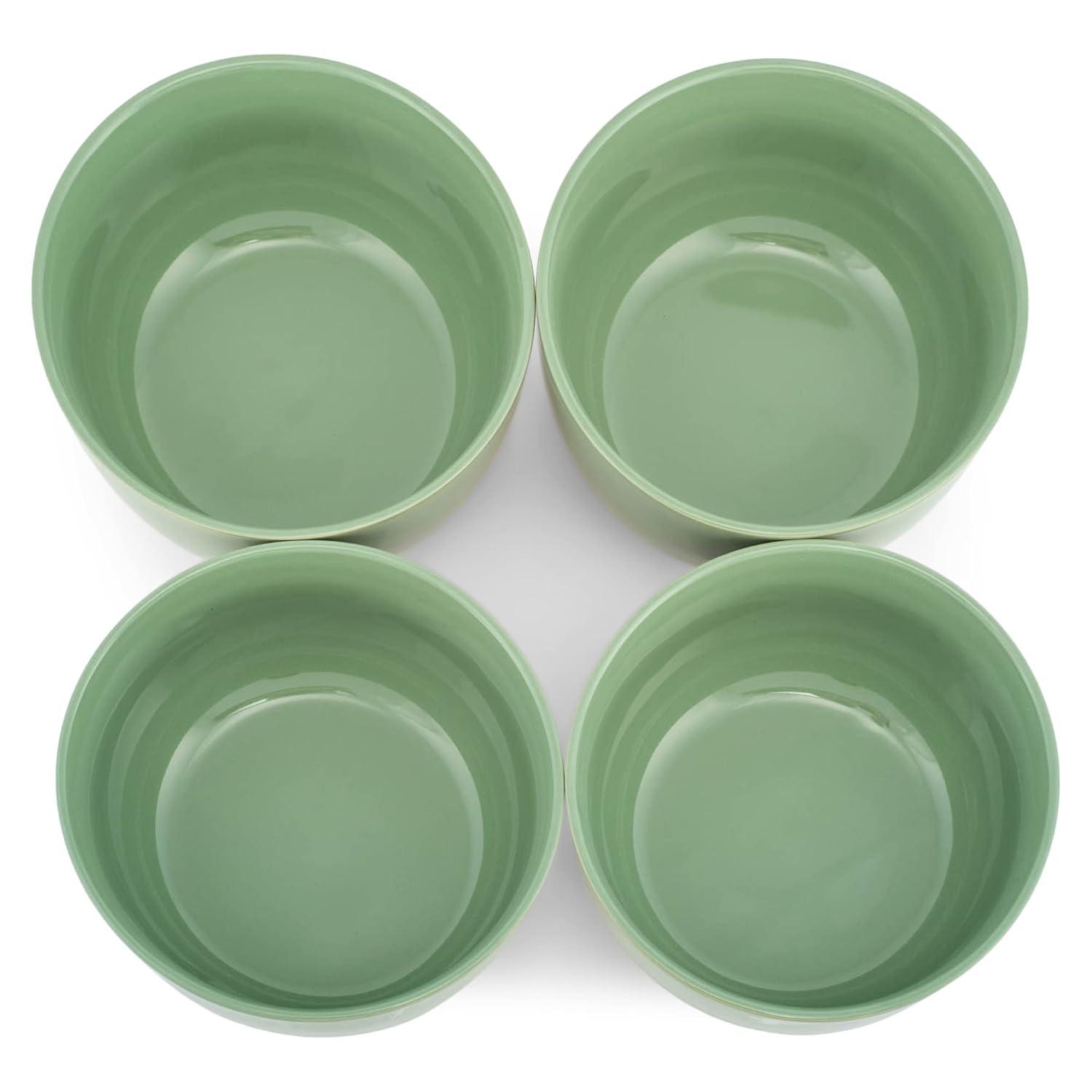 Elanze Designs Bistro Glossy Ceramic 4 inch Dessert Bowls Set of 4, Sage Green