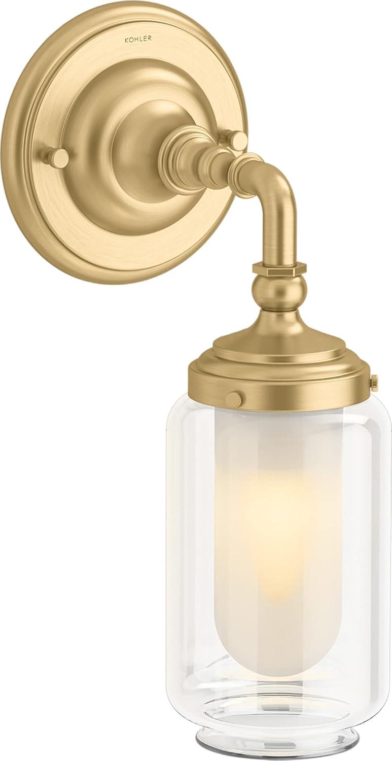 Artifacts Brushed Brass Vanity Light with Clear Glass Shade