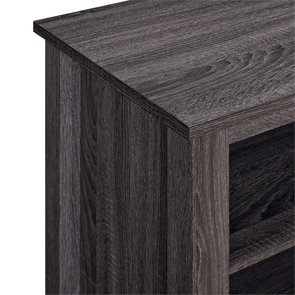 we furniture 70" wood media tv stand console with fireplace - charcoal