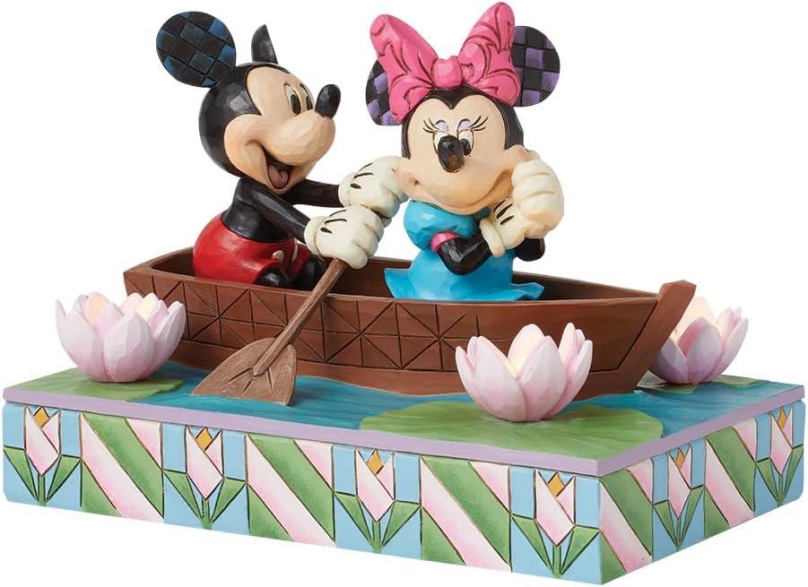 Mickey and Minnie Resin LED Rowboat Figurine, 4.5 Inch