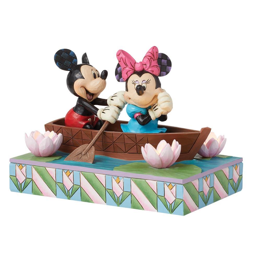 Mickey and Minnie Resin LED Rowboat Figurine, 4.5 Inch