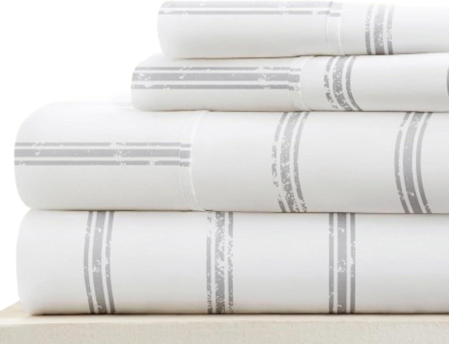 Noble Linens Gray Reversible Chevron Sleep Print 3-Piece Duvet Cover Set, King/CalKing