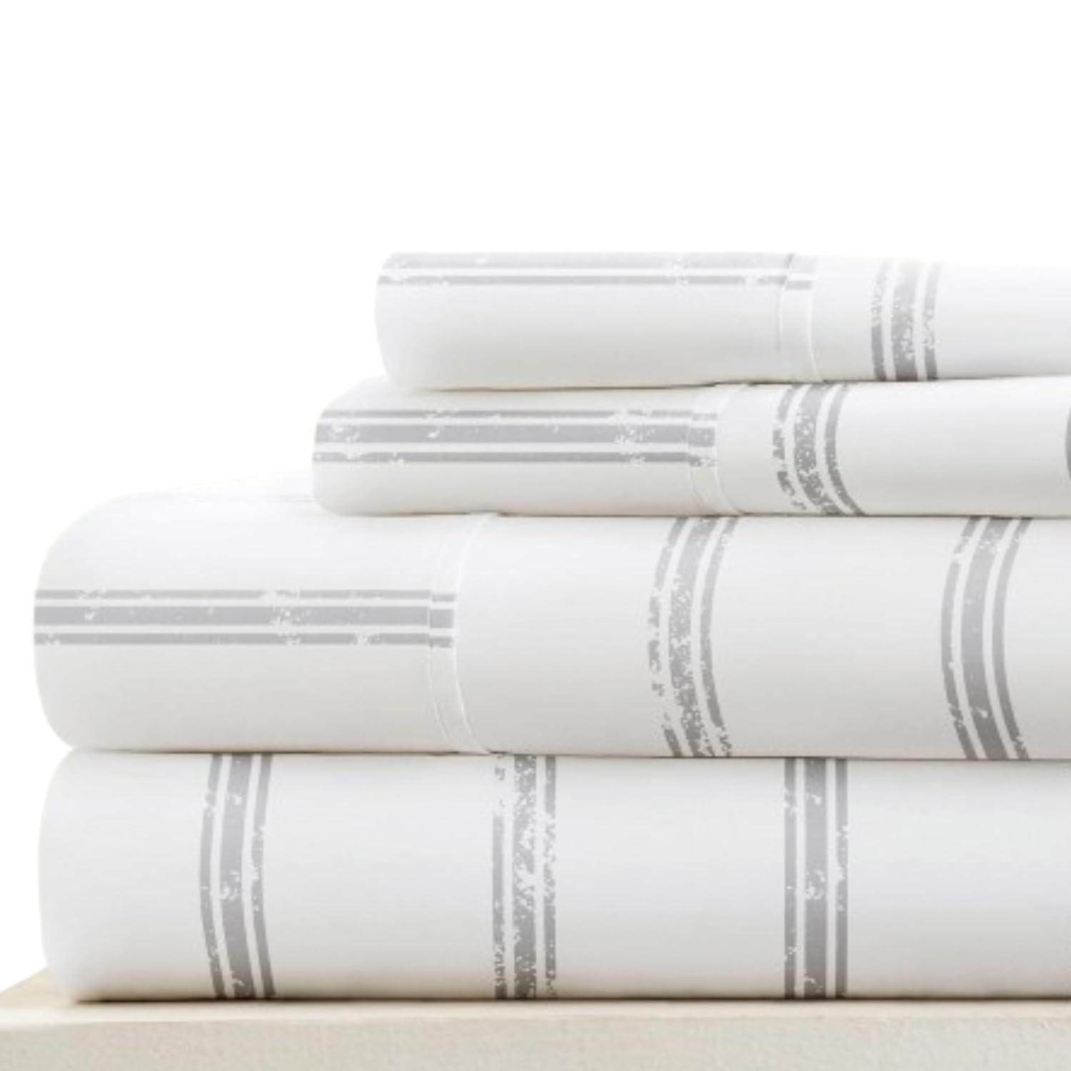 Noble Linens Gray Reversible Chevron Sleep Print 3-Piece Duvet Cover Set, King/CalKing