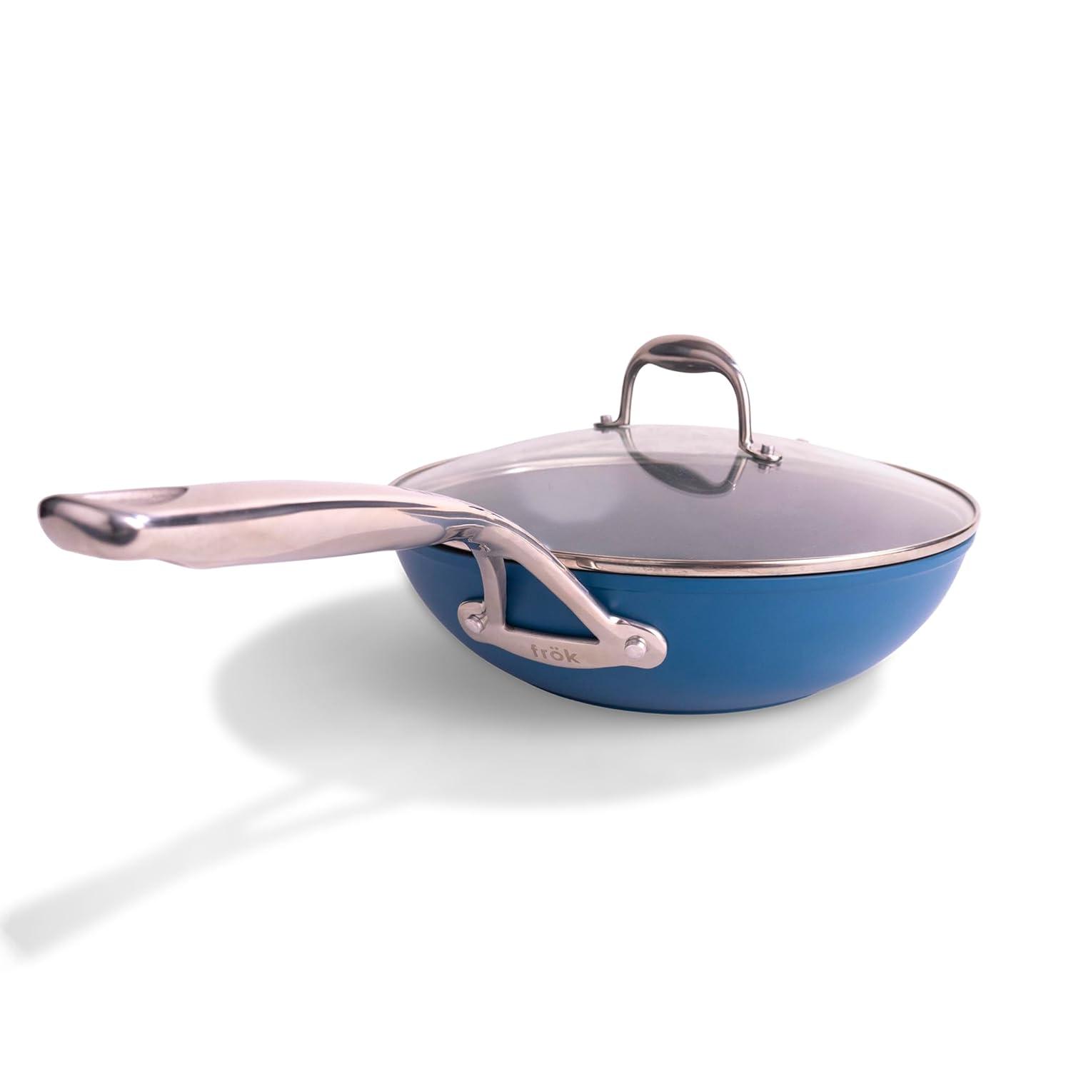 frök Frök Non-Stick Fry Pan Meets Wok With Lid, 11-Inch, Black & Silver
