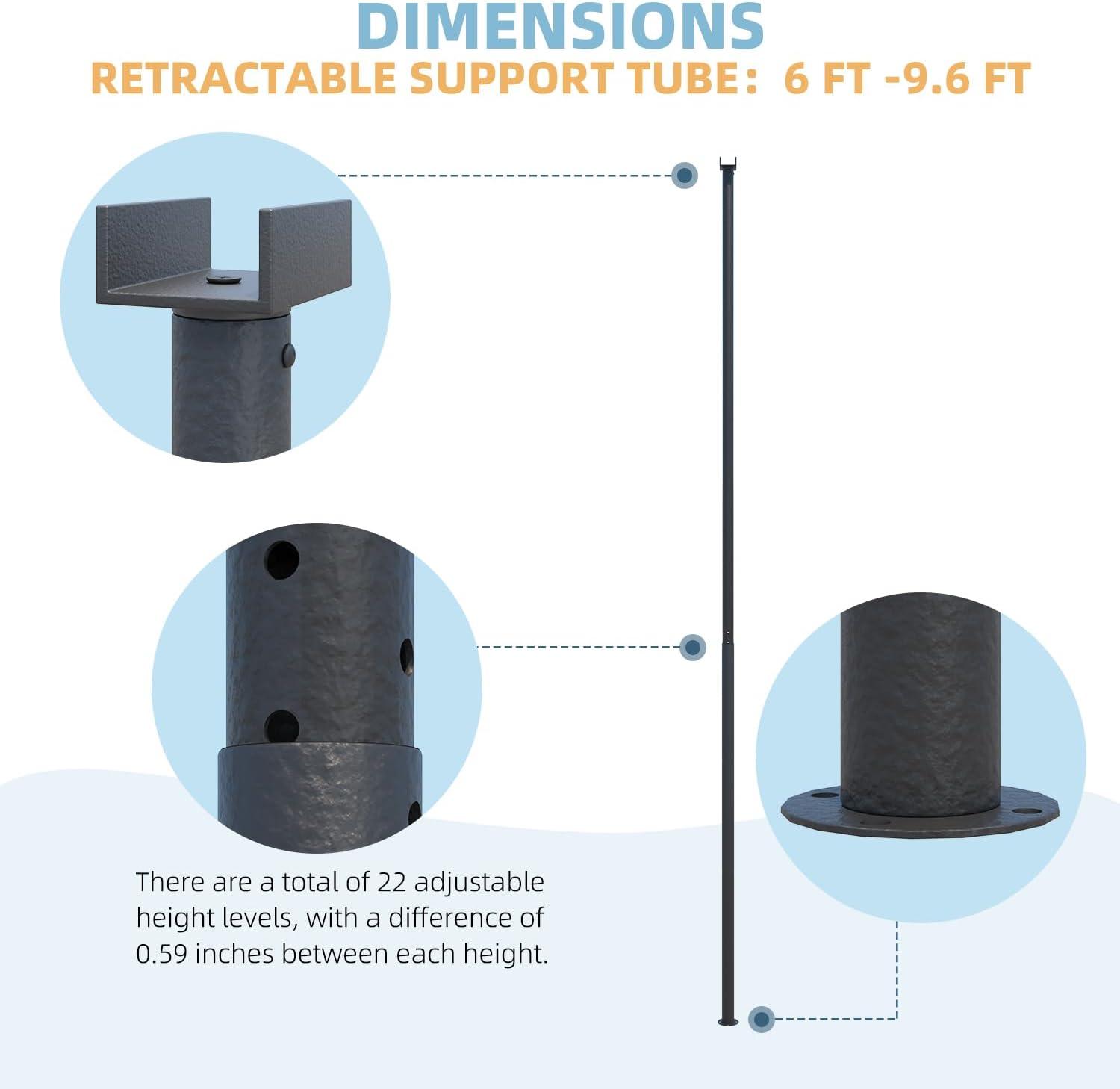 AECOJOY Universal Support Post for More Stability, Suitable for All AECOJOY Lean-to gazebo, Gazebo Accessories