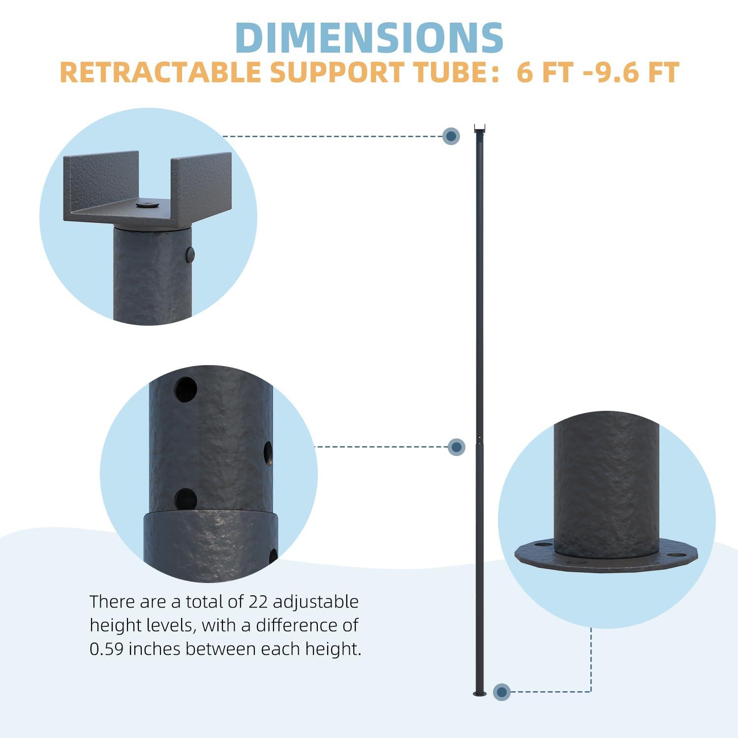AECOJOY Universal Support Post for More Stability, Suitable for All AECOJOY Lean-to gazebo, Gazebo Accessories