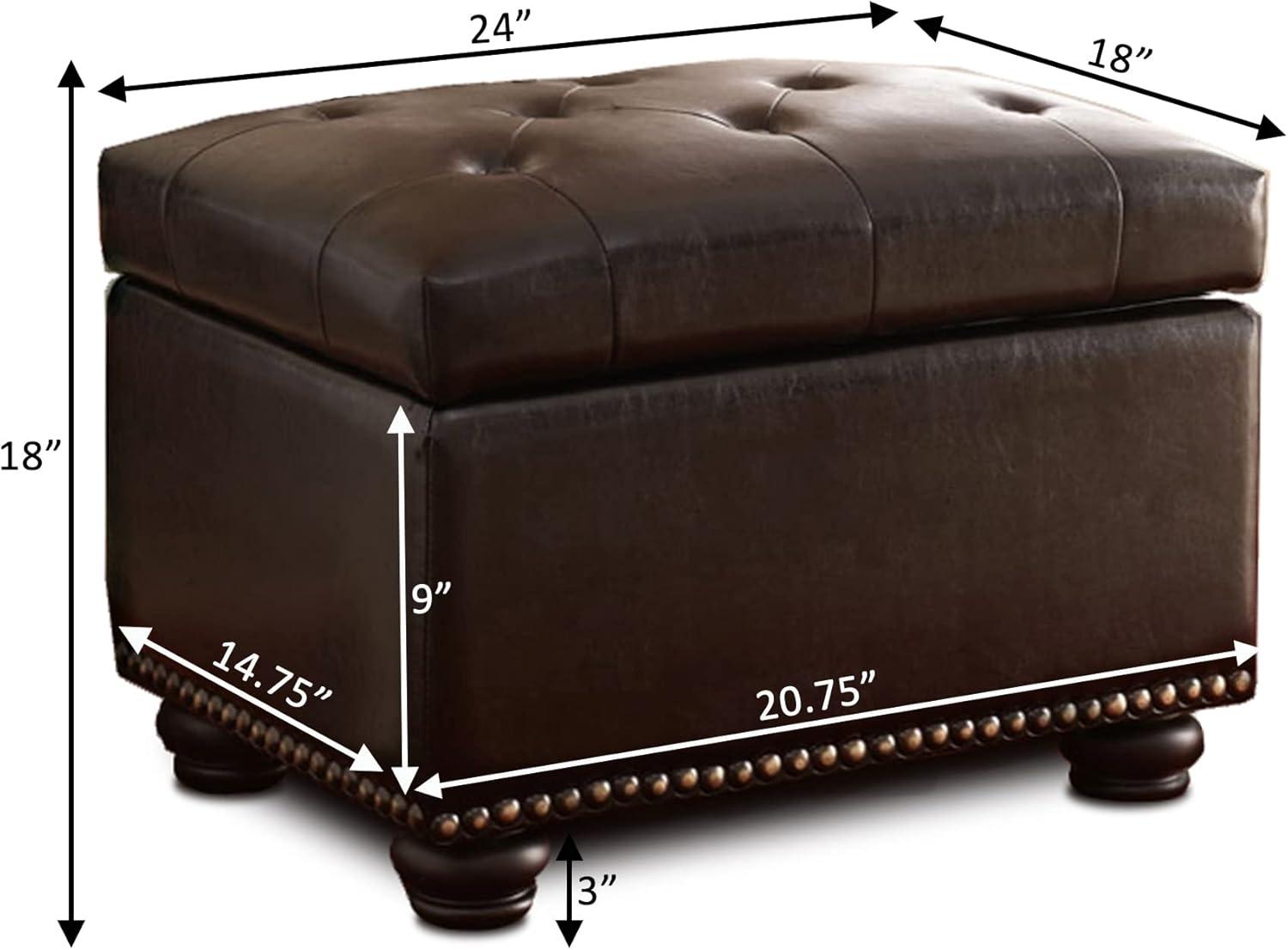 Designs4Comfort 5th Avenue Storage Ottoman in Espresso Faux Leather