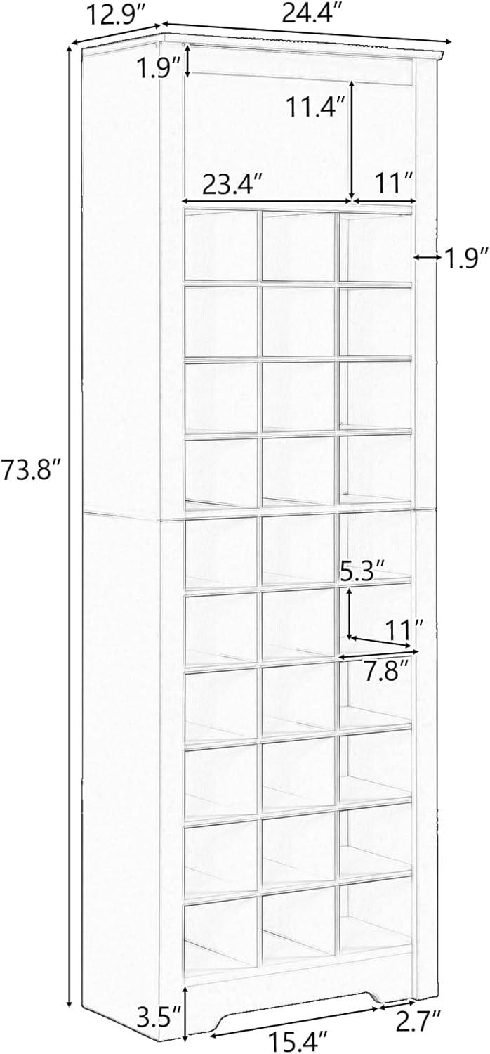 Tall Black Particle Board 30-Pair Shoe Cubby Cabinet