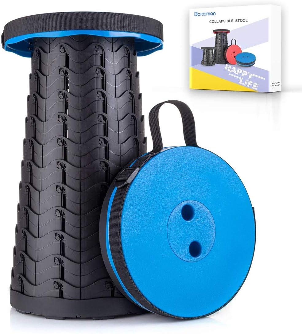 Boreeman Upgraded Folding Stool Lightweight Yet More Sturdy with Load Capacity 400lbs Portable Collapsible Stool for Camping Fishing Hiking BBQ (Blue)