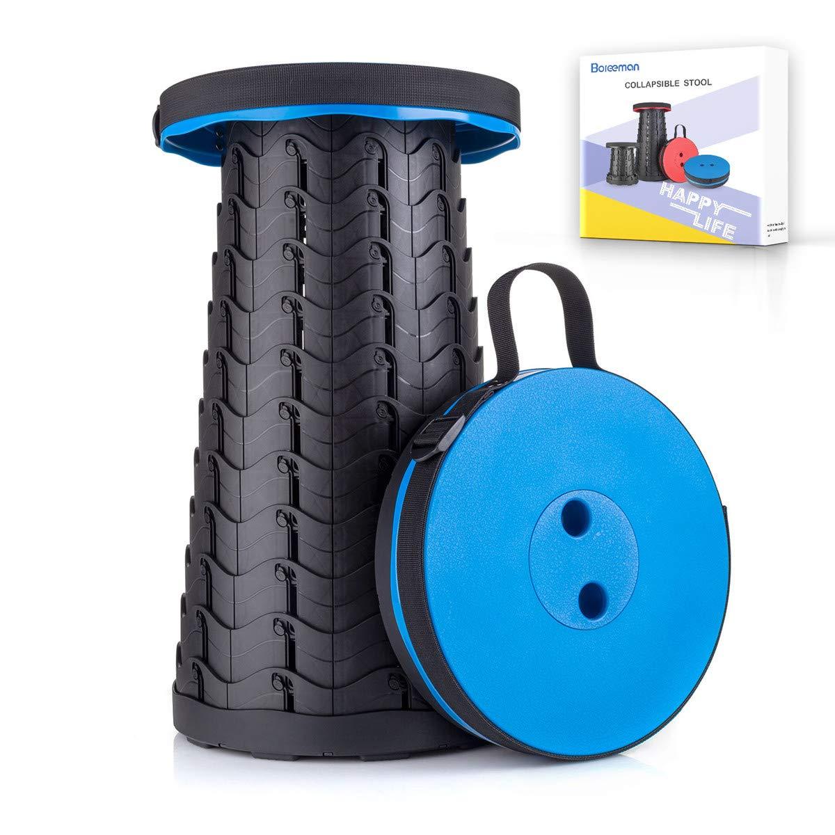 Boreeman Upgraded Folding Stool Lightweight Yet More Sturdy with Load Capacity 400lbs Portable Collapsible Stool for Camping Fishing Hiking BBQ (Blue)