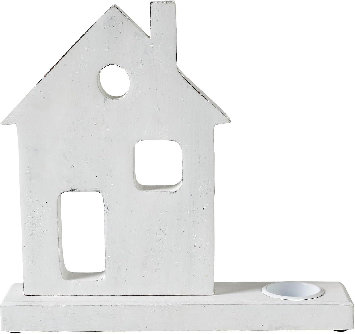 Tealight Holder Village House White 11x10.25x2.5