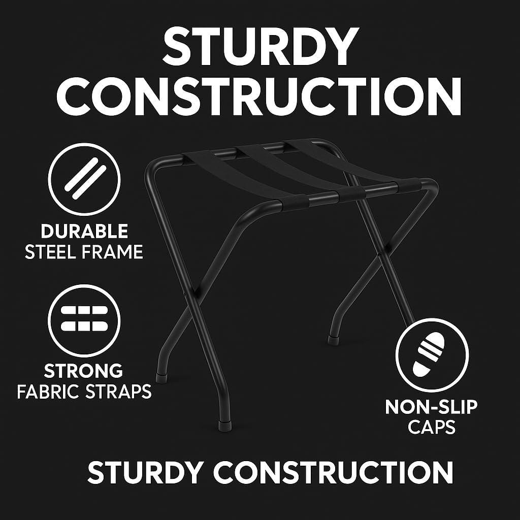 USTECH USTECH Luggage Rack-Double Tier, Assembled, Chrome, Storage Organizer, Pack of 1,