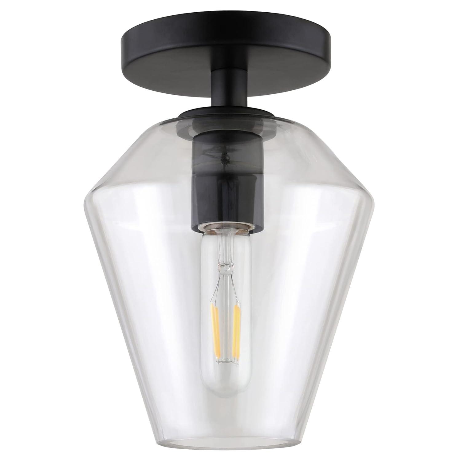 Evelyn&Zoe 7" Black Semi Flush Mount