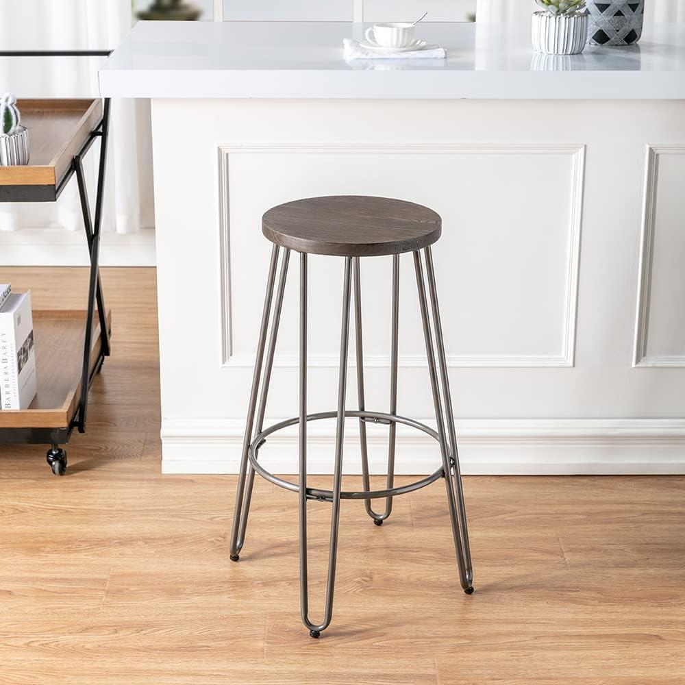 29" Quinn Barstool Metal - ACEssentials: Powder-Coated Steel Frame, Fixed Height, Mid-Century Modern Design