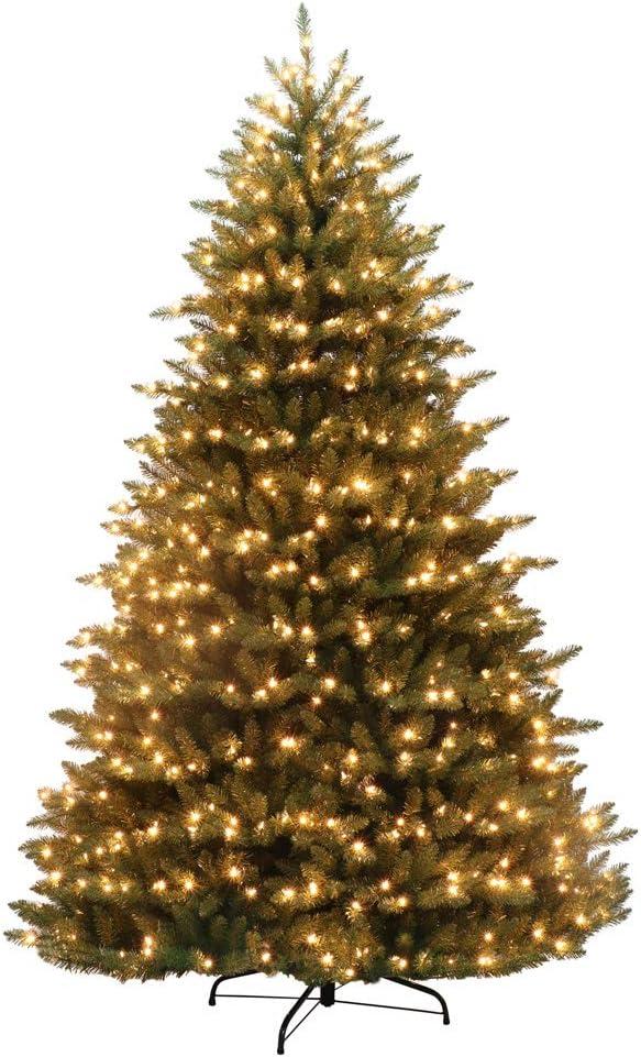 Puleo International 7.5' Pre-lit Fraser Fir Grand Tree w/ bottom row of branches near the floor Artificial Christmas Tree with 750 UL-Listed Clear Lights