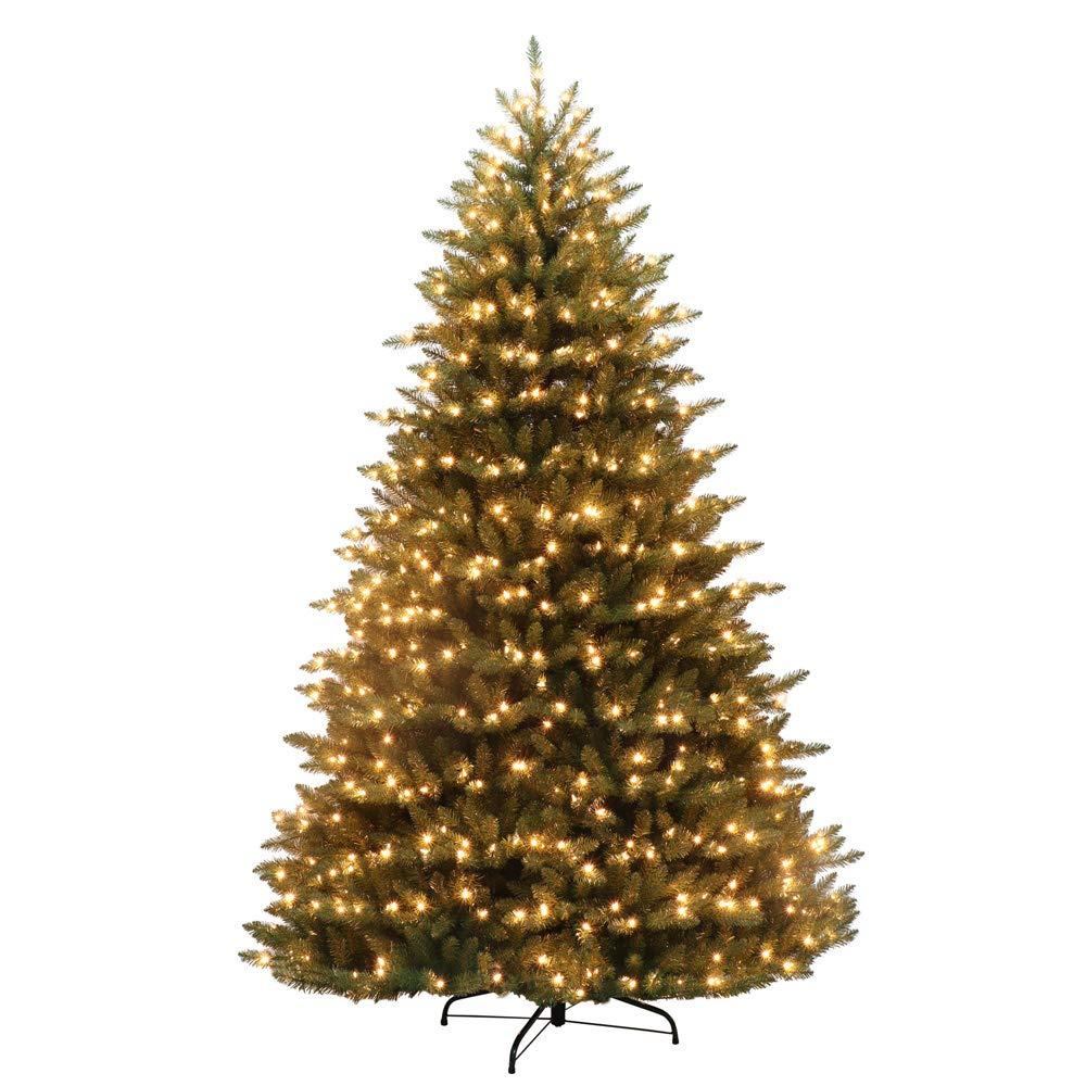 Puleo International 7.5' Pre-lit Fraser Fir Grand Tree w/ bottom row of branches near the floor Artificial Christmas Tree with 750 UL-Listed Clear Lights